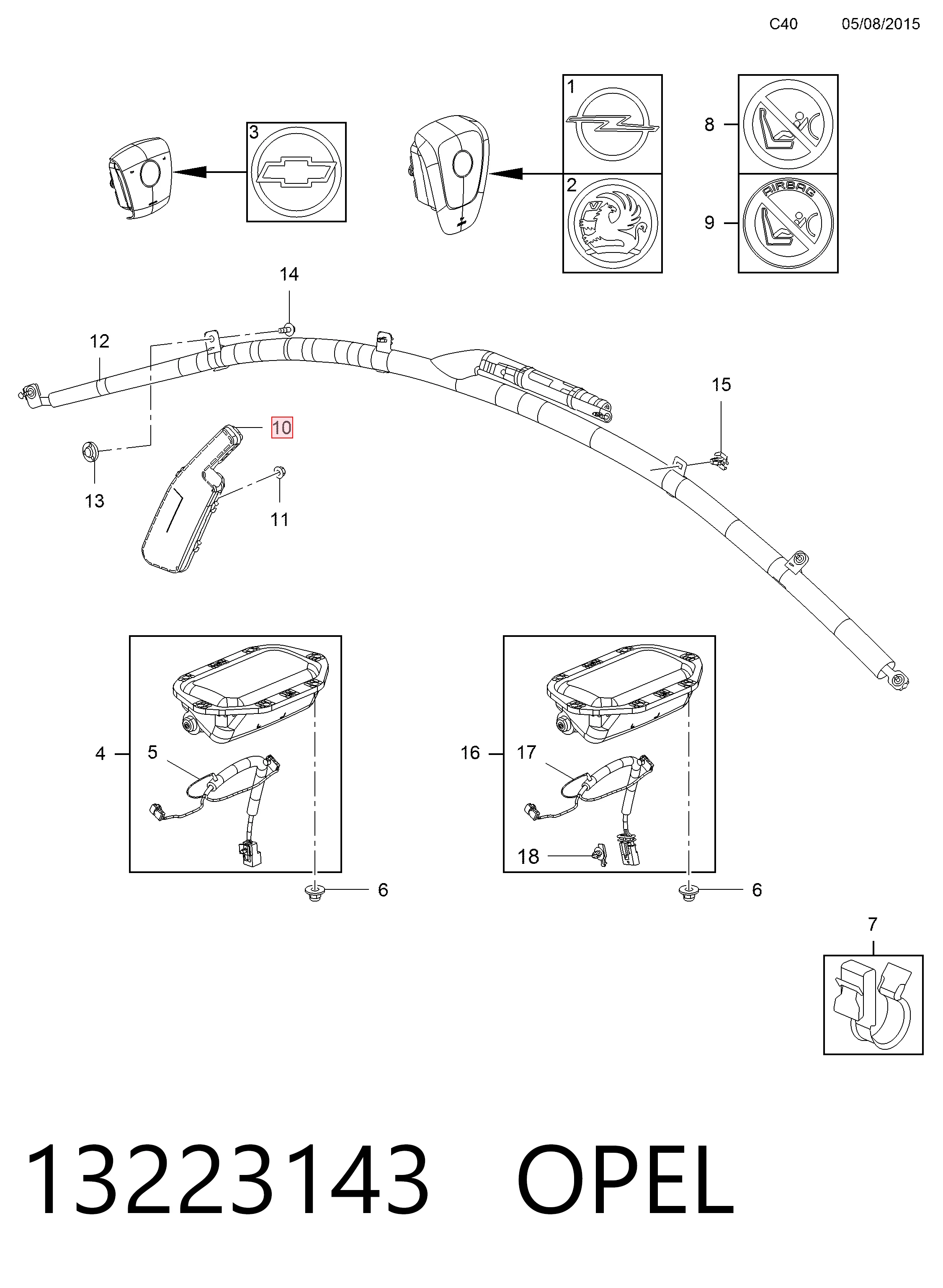 22934580 Peugeot/Citroen Подушка безпеки AIRBAG спинки сидіння, правого