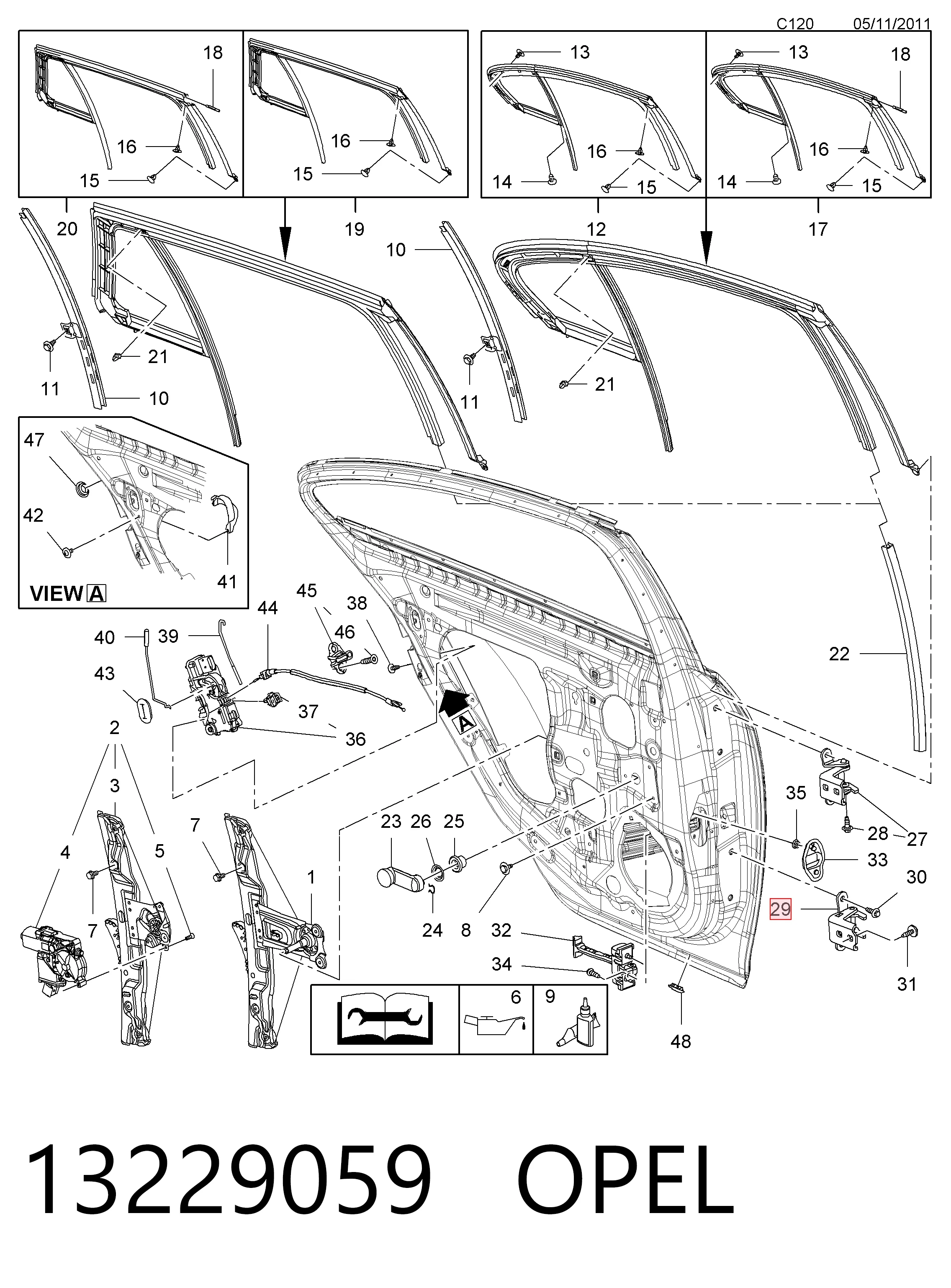 Завіса дверей задніх лівих General Motors 13229059 ціна, від 5.06 USD