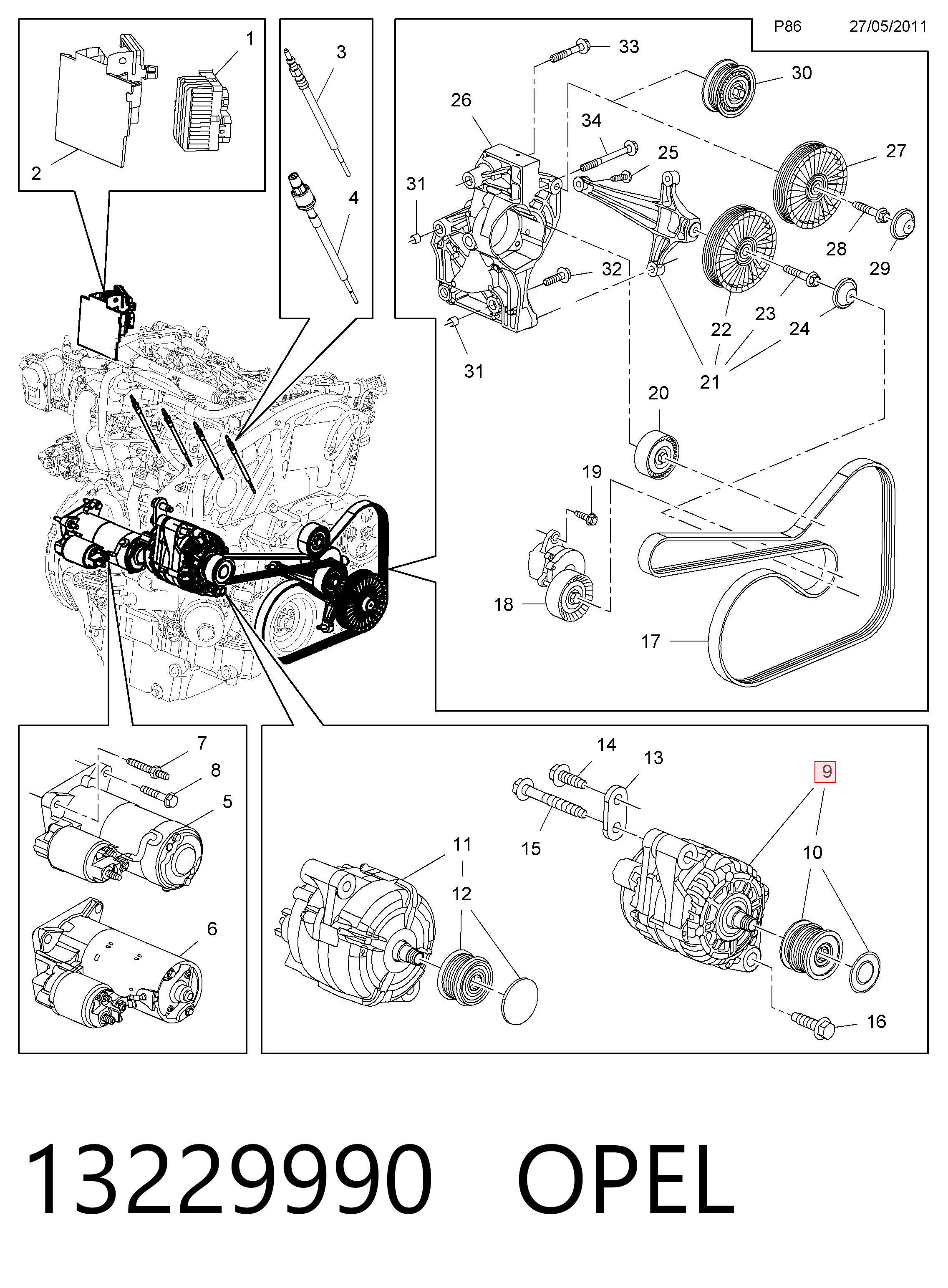 13229990 Opel Авто генератор