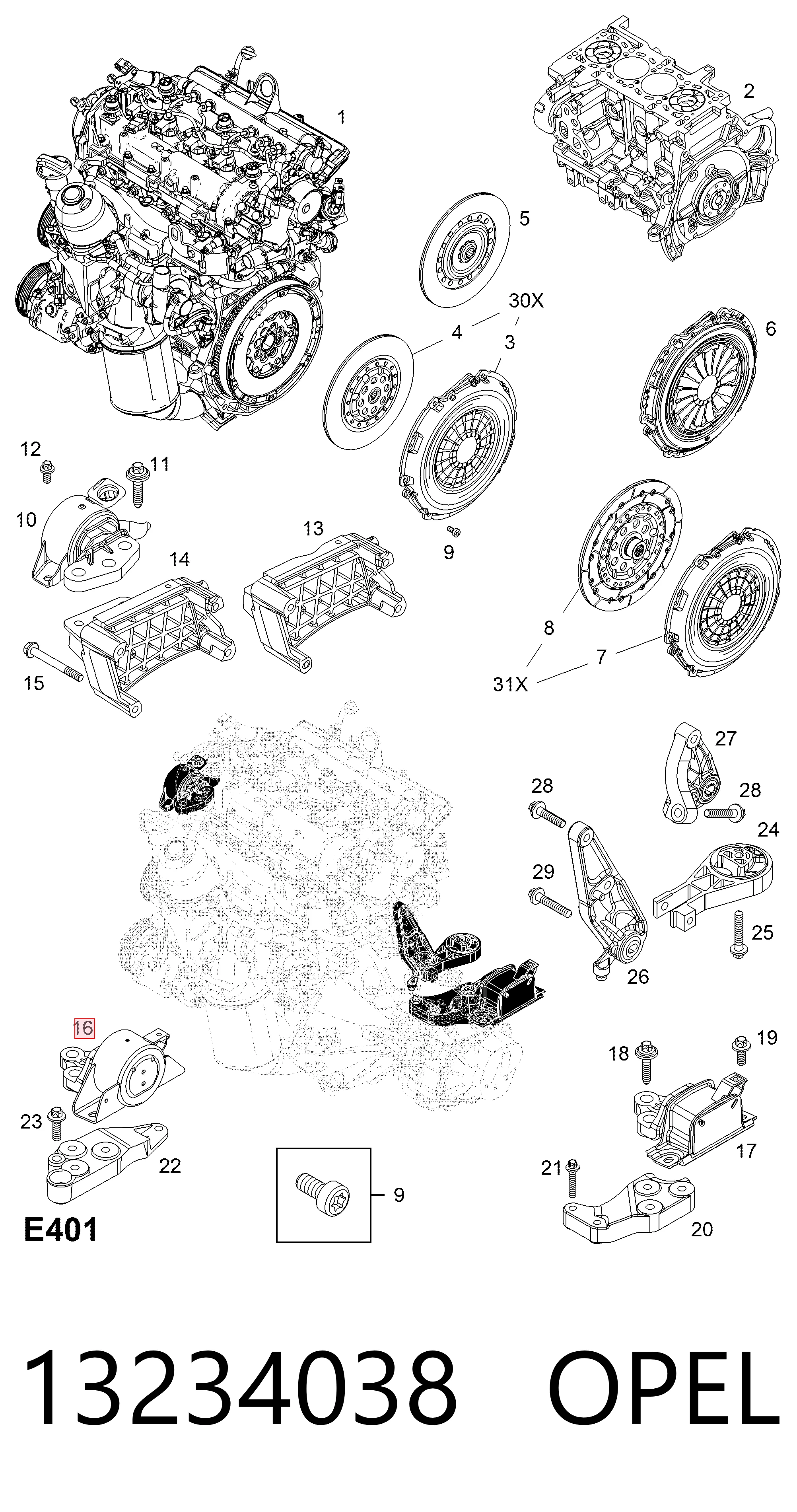 Подушка передньої опори двигуна на Opel Corsa D S07