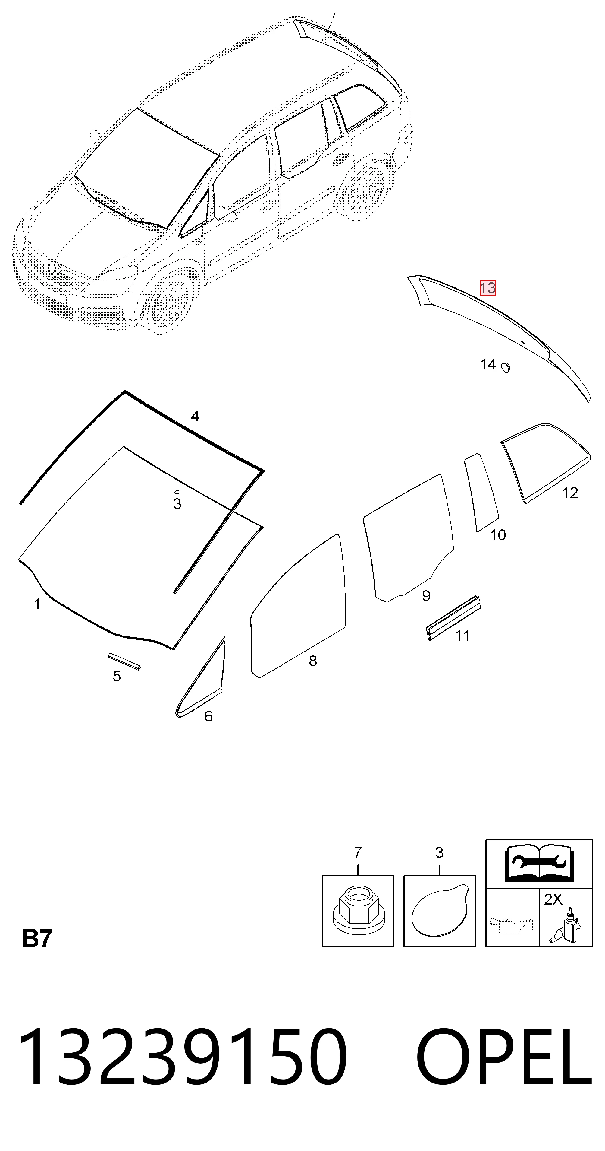 13167402 General Motors Скло ляди
