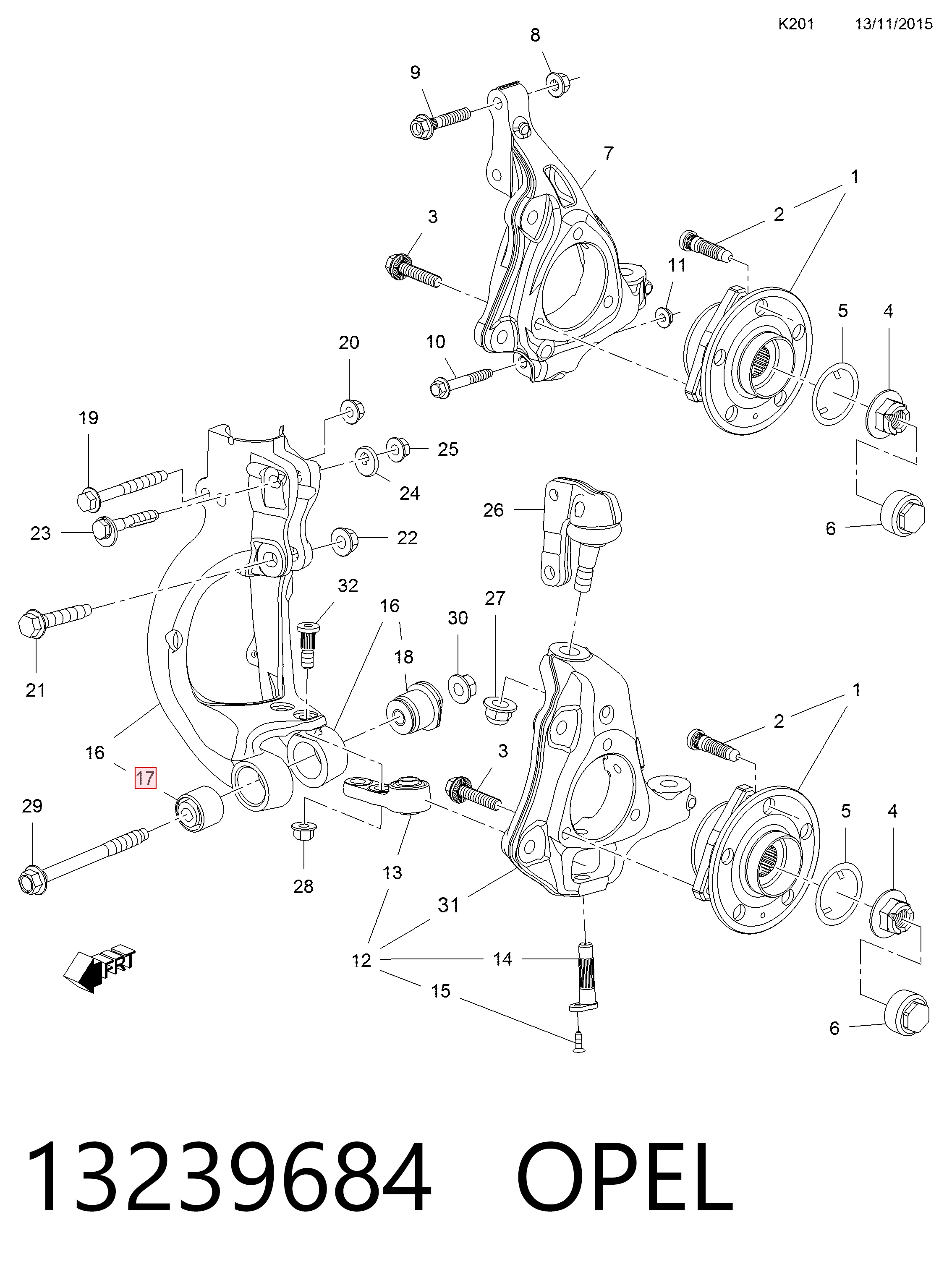 Сайлентблок передній цапфи (кулака) 0352539 General Motors