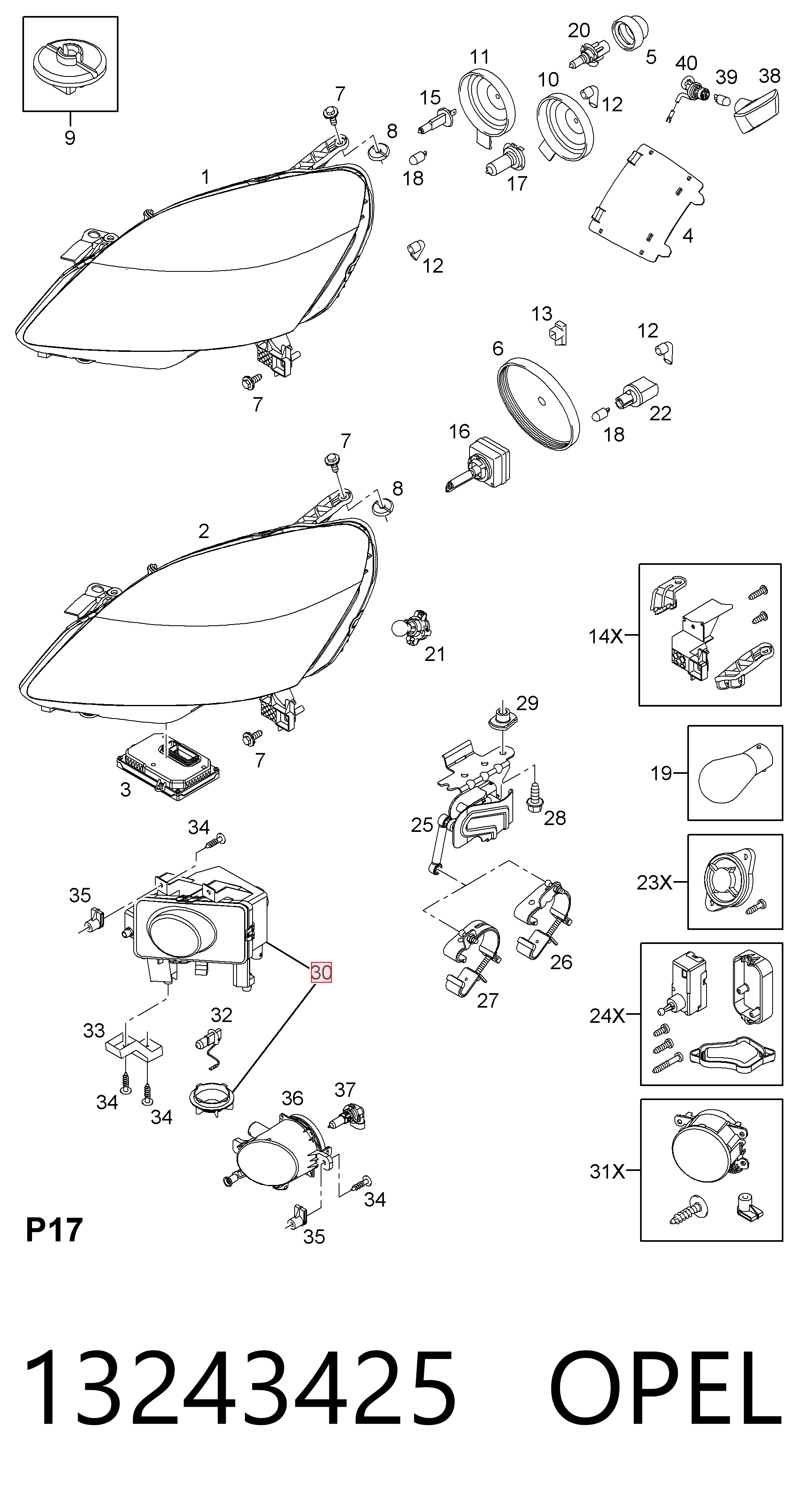 13243425 Opel Права протитуманні фари