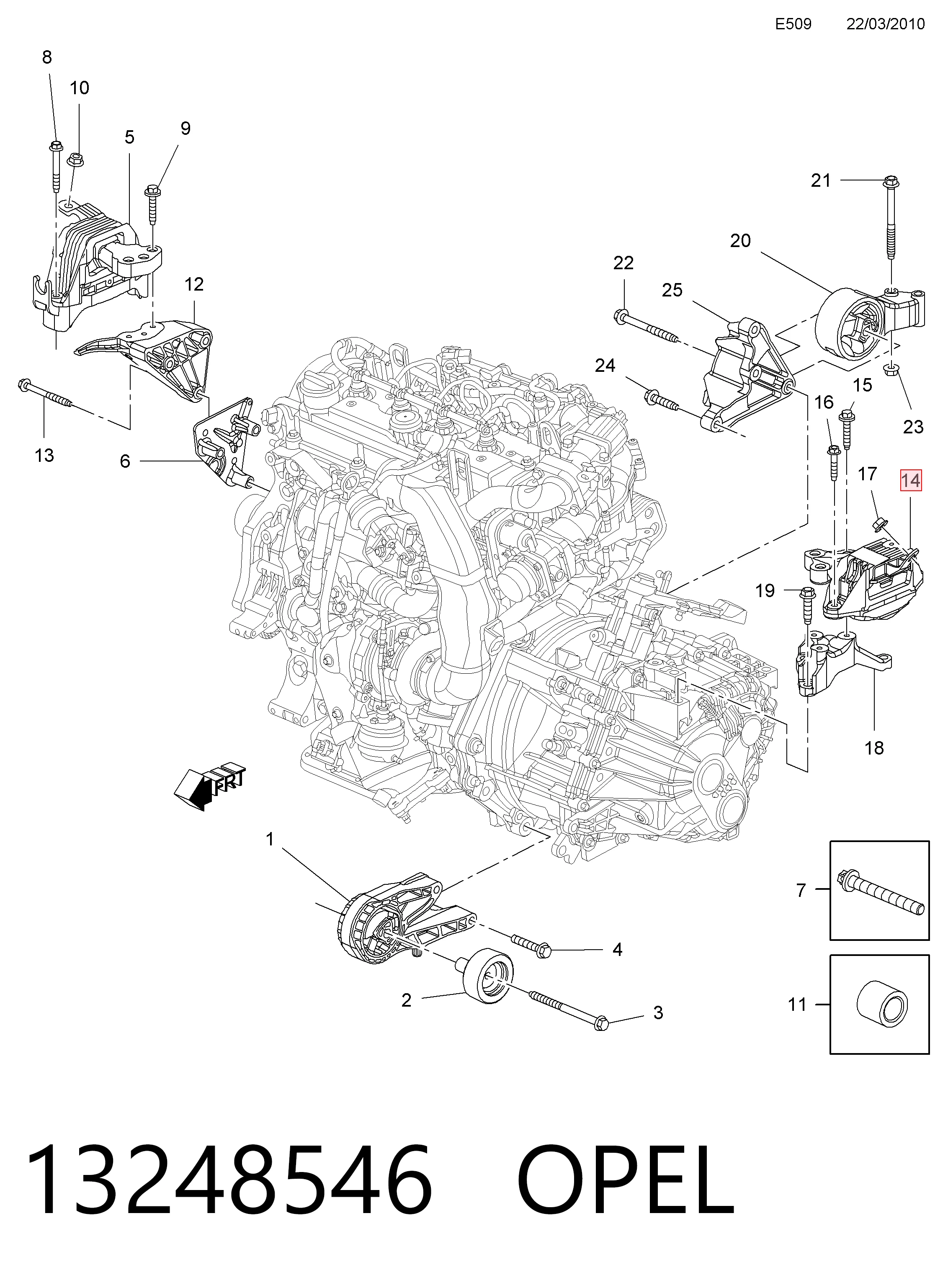 13248546 Opel Ліва опора двигуна