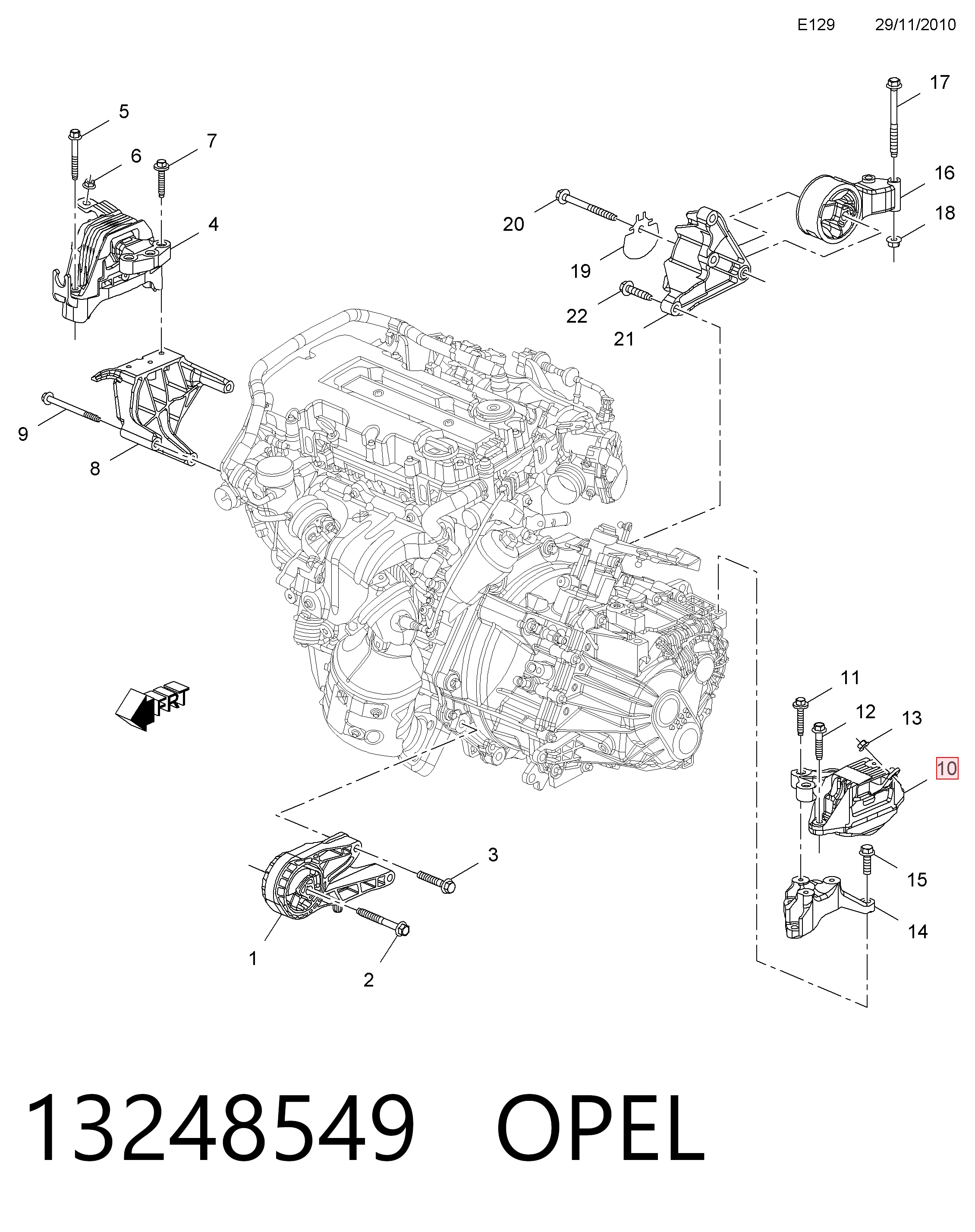 13248549 Opel Ліва опора двигуна