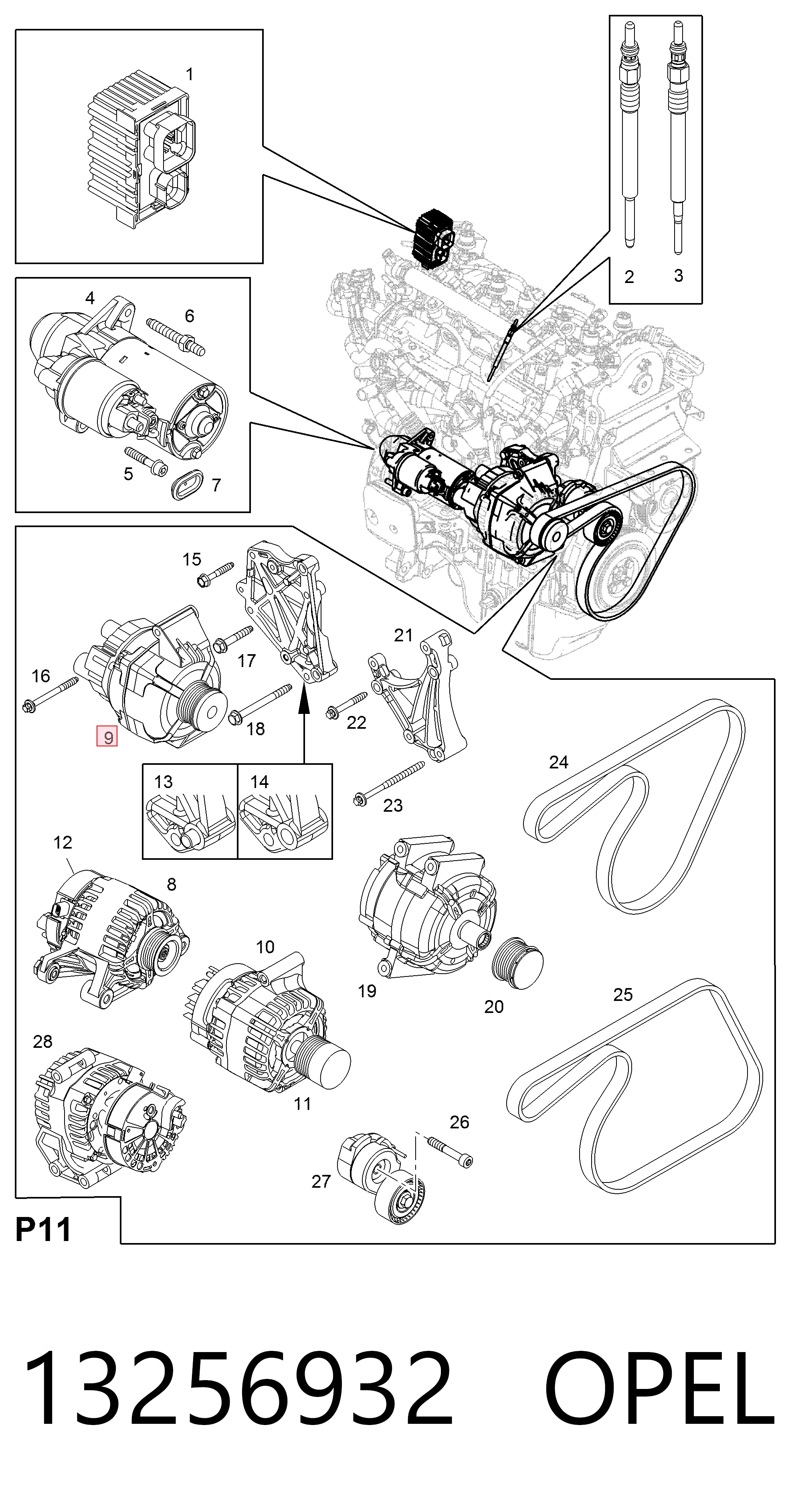 13256932 Opel Авто генератор