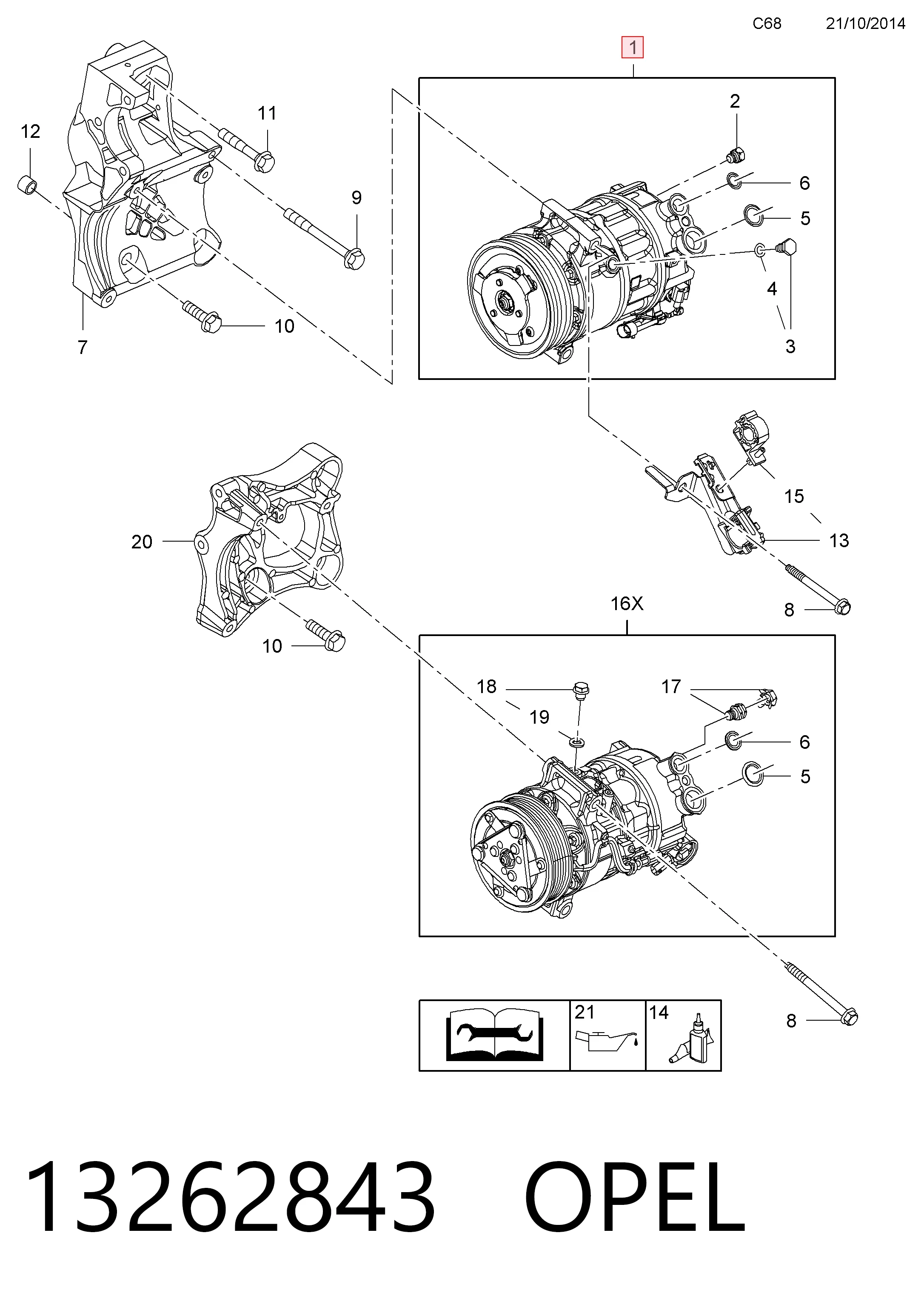 13262843 Opel Компресор холодоагенту