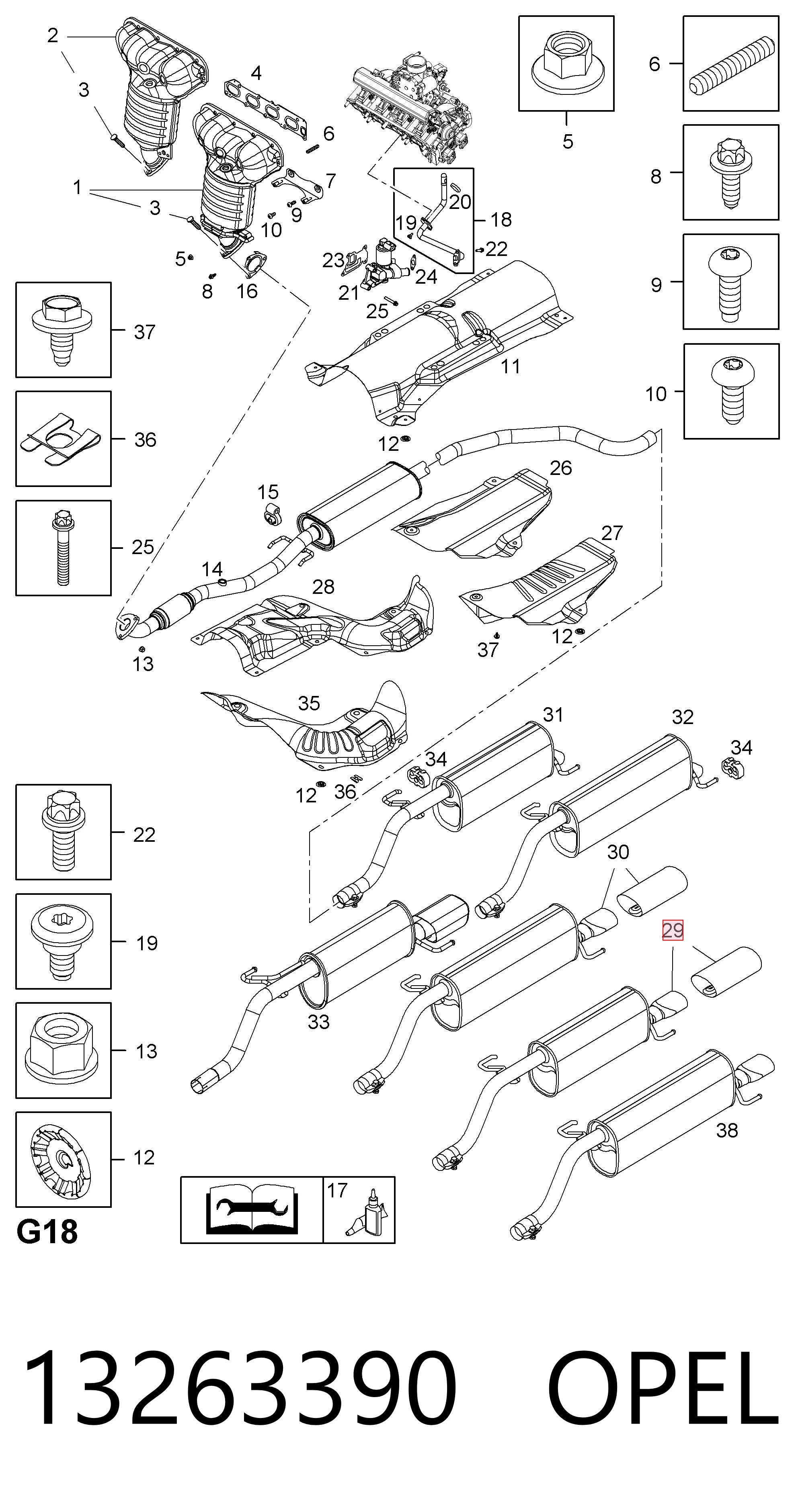 Глушник, задня частина 13449237 General Motors