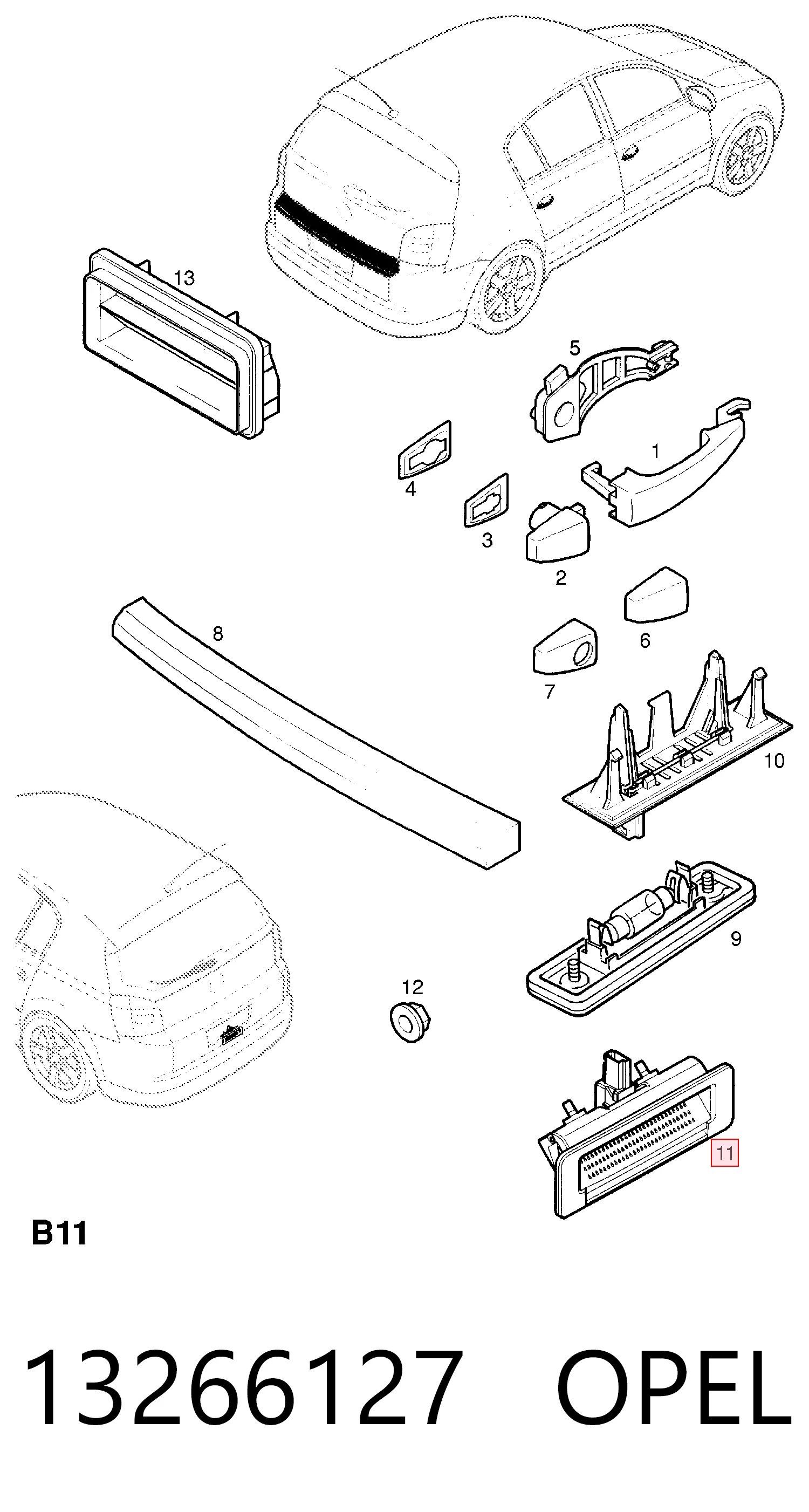 13266127 Opel Ручка багажника