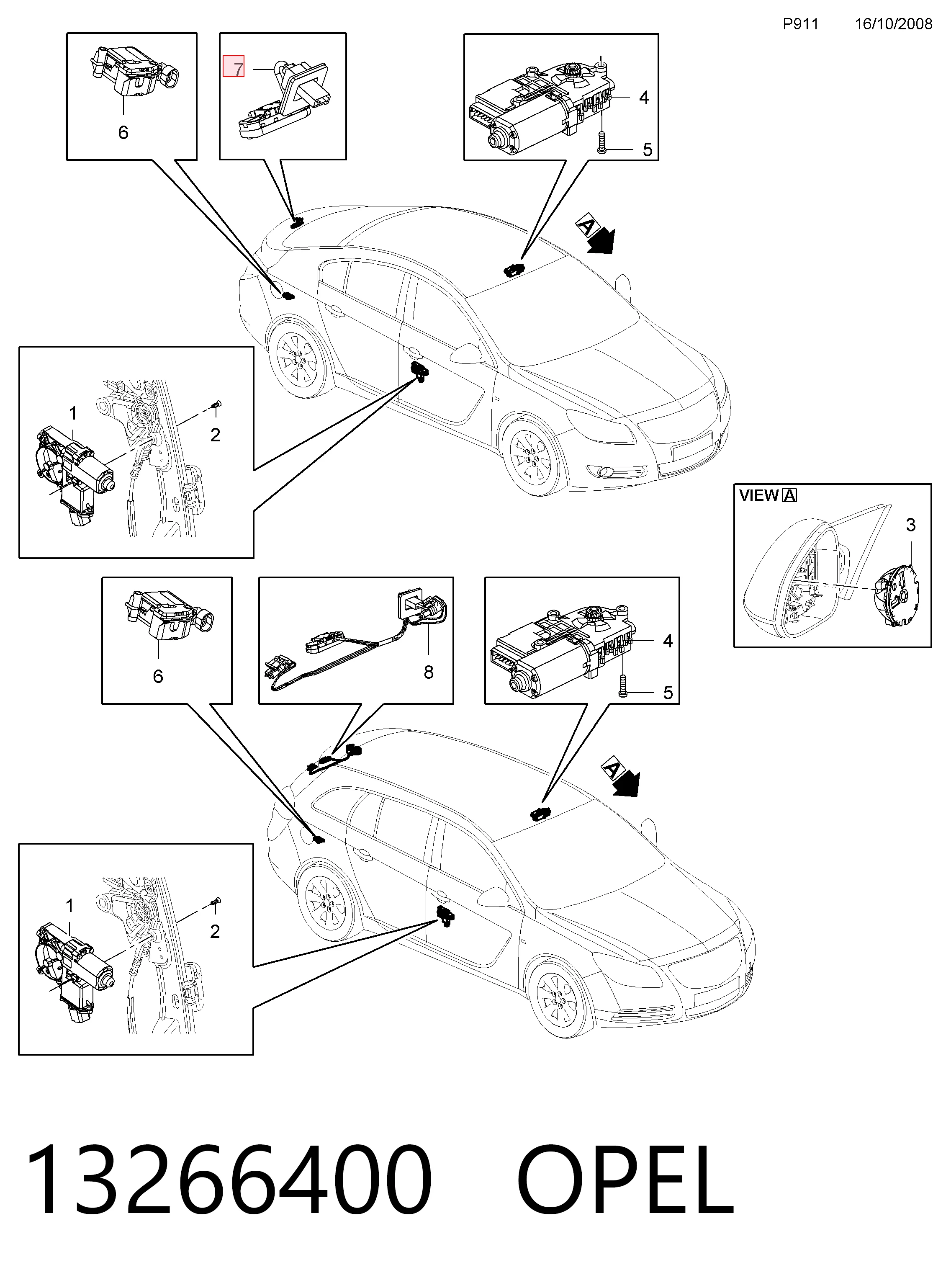Кнопка приводу замка задньої 3/5 двері (ляди) 13422268 Peugeot/Citroen