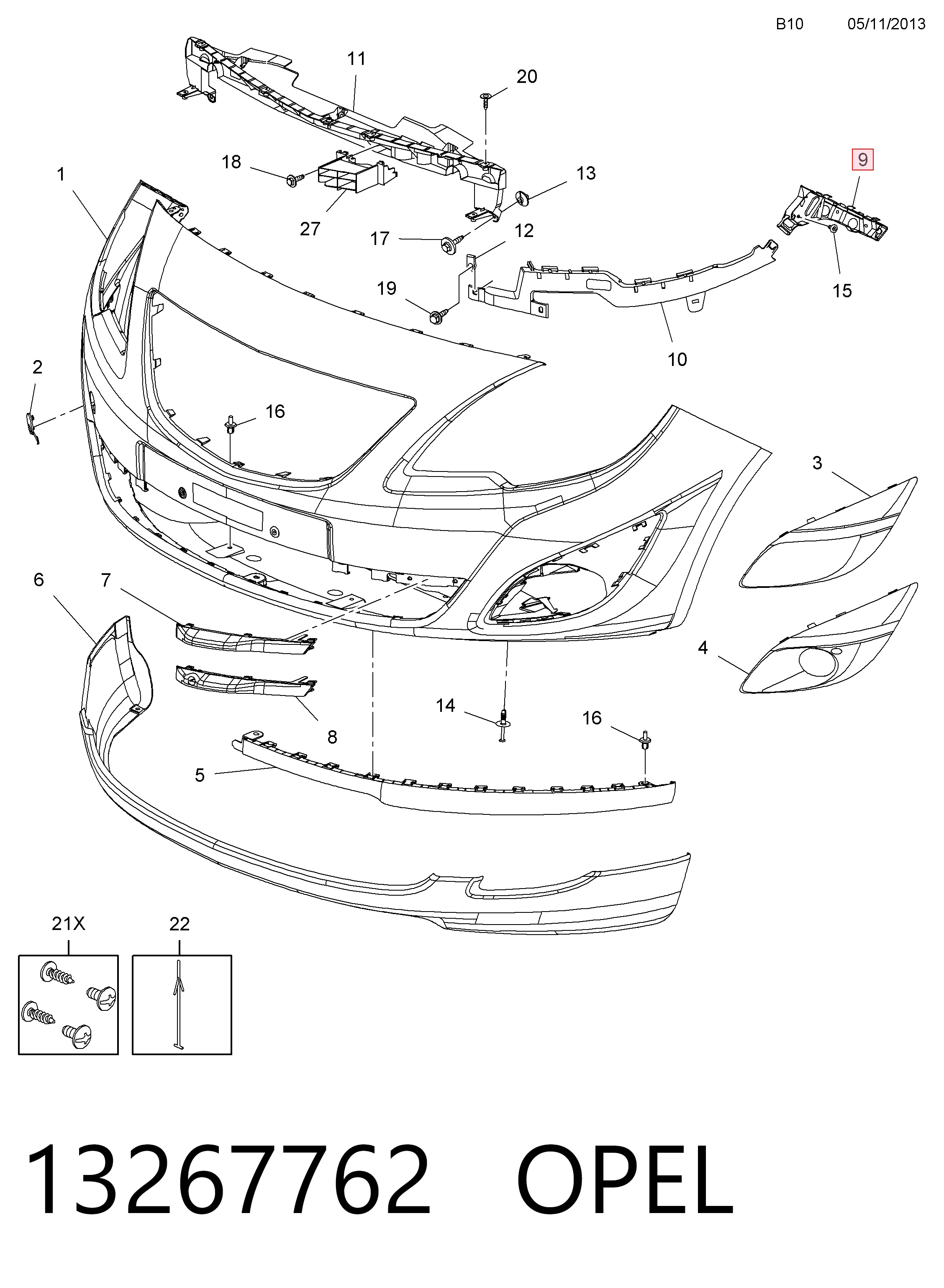 Бампер передній, права частина General Motors 13267762 ціна, від 11.76 USD