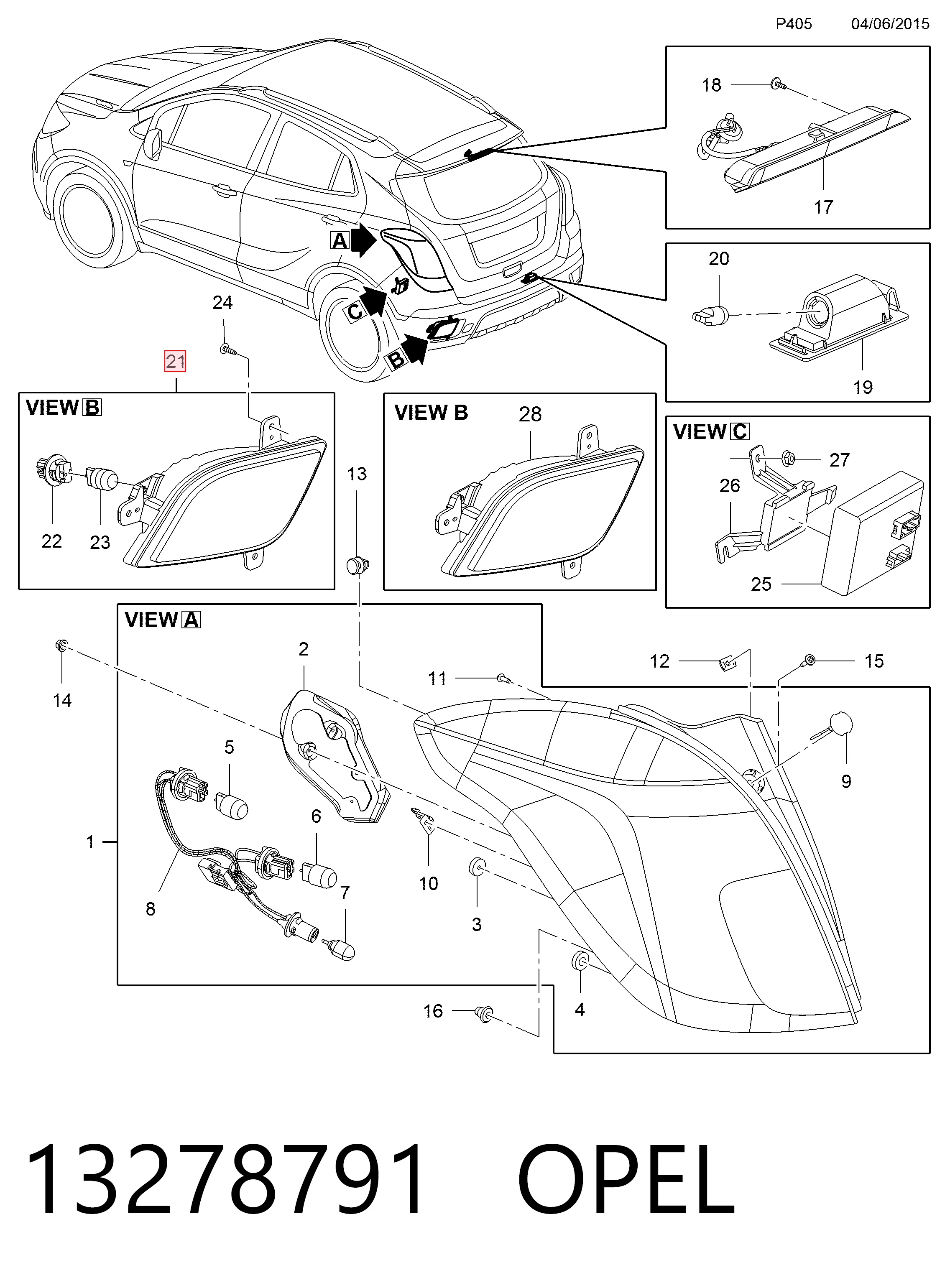 Протівотуманнка задня, права Magneti Marelli LLH881 ціна, від 37.34 USD