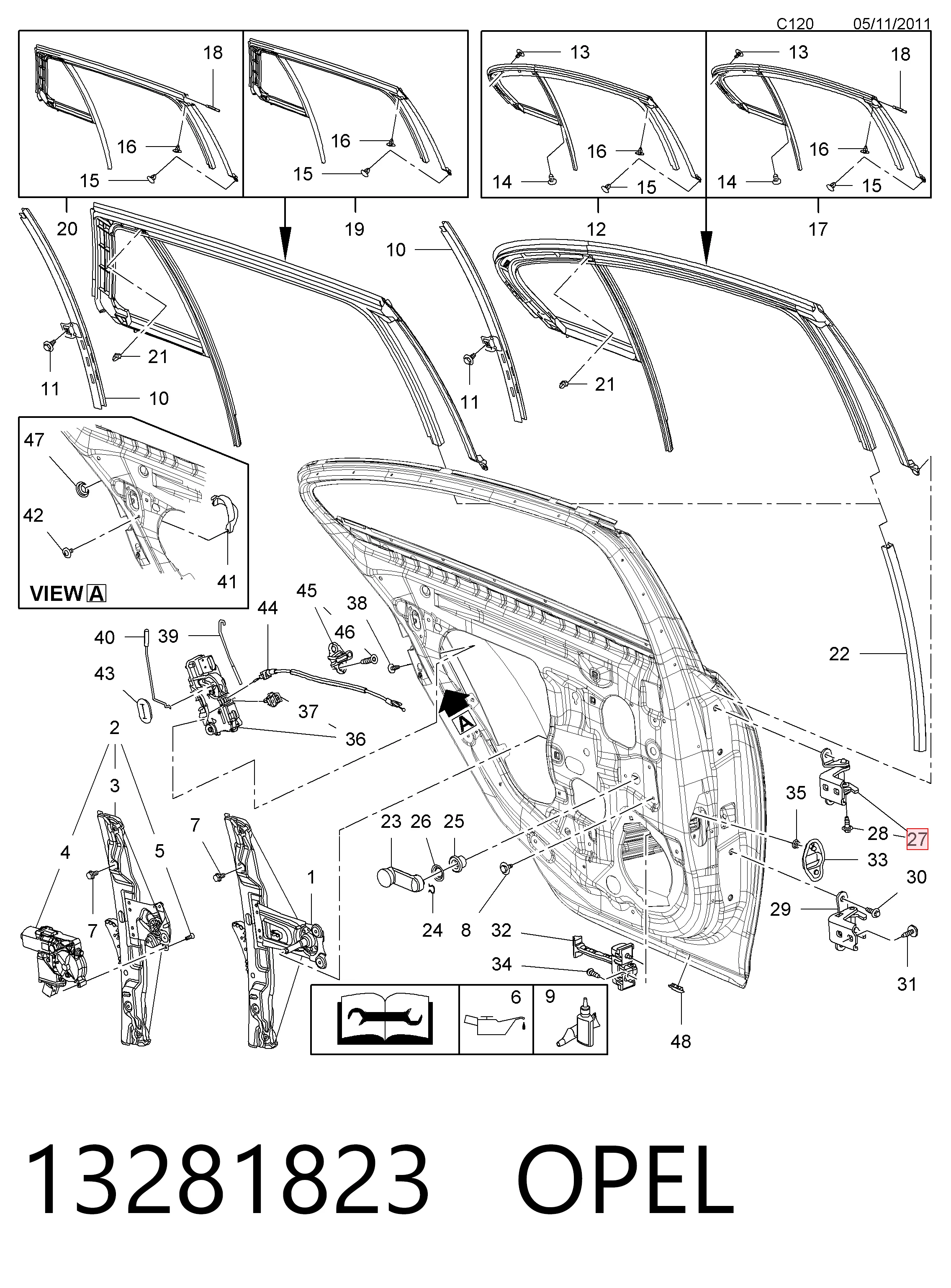 Петля задніх дверей, правих General Motors 13281823 ціна, від 2.23 USD