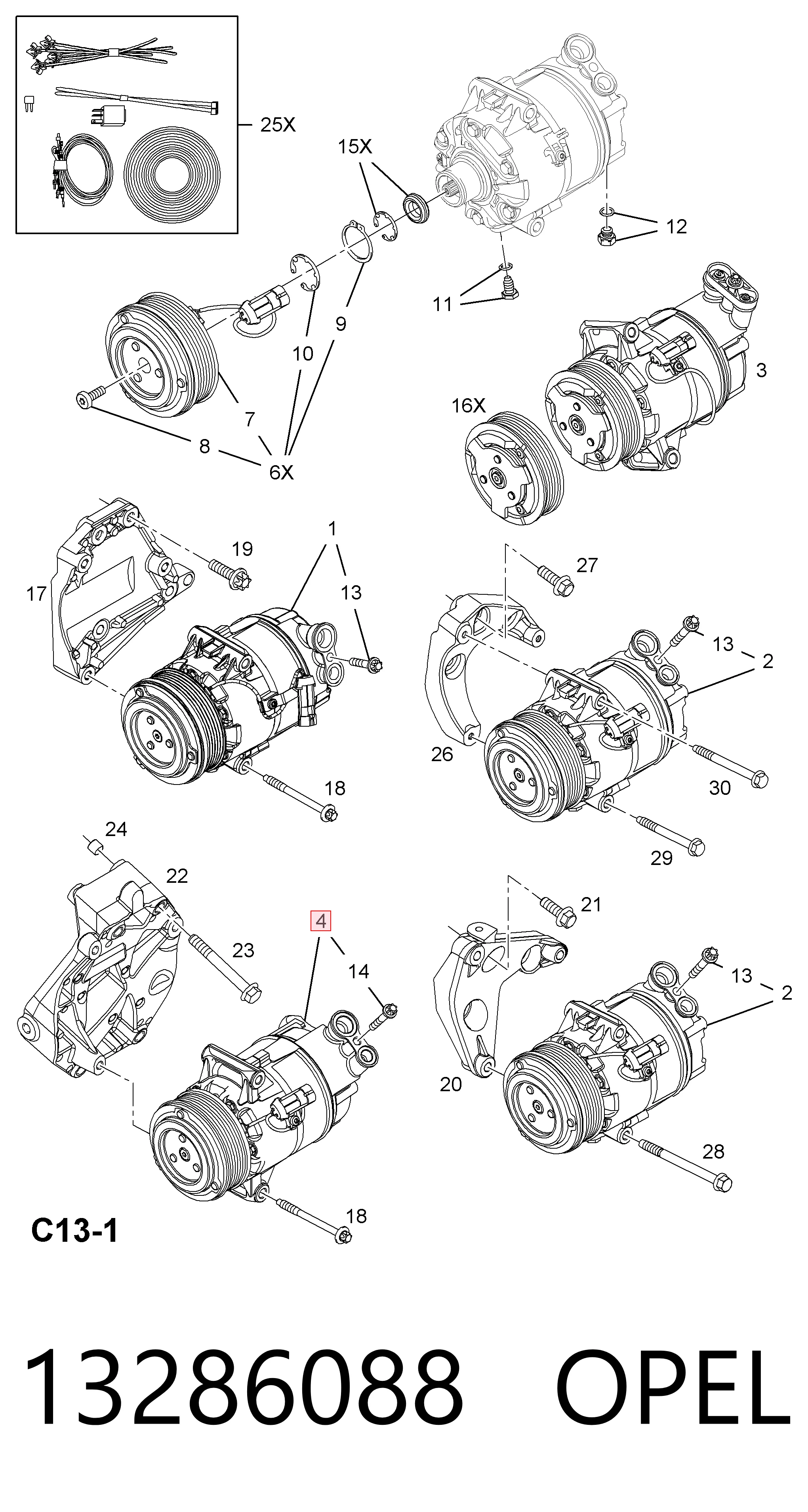 13286088 Opel Компресор холодоагенту