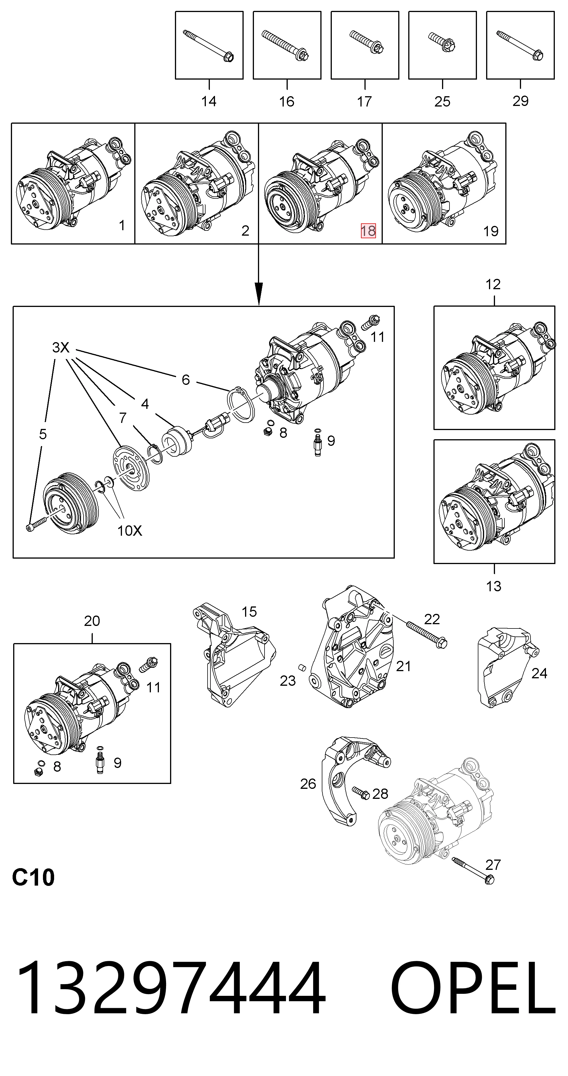 13297444 Opel Компресор холодоагенту