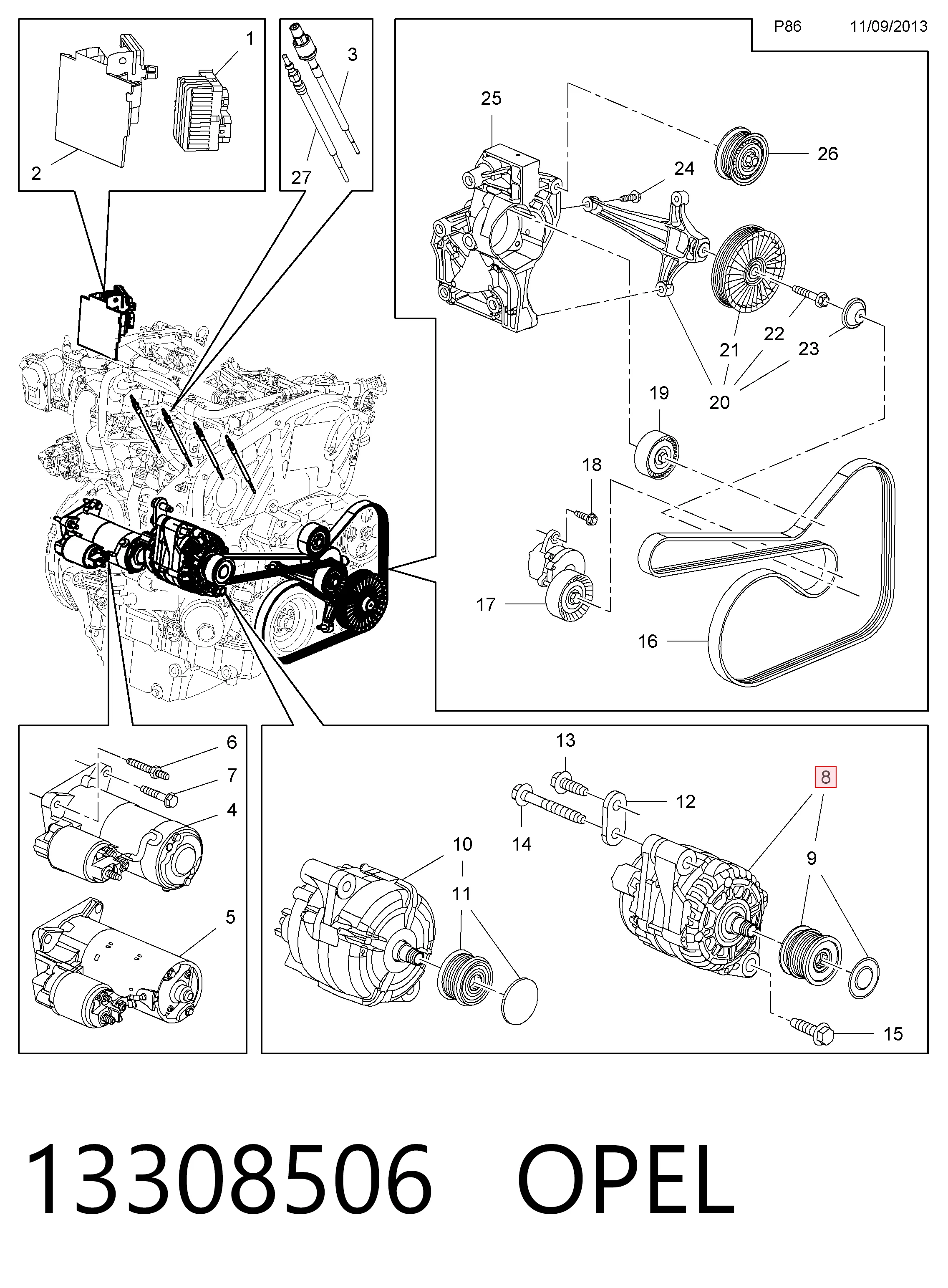 13308506 Opel Авто генератор