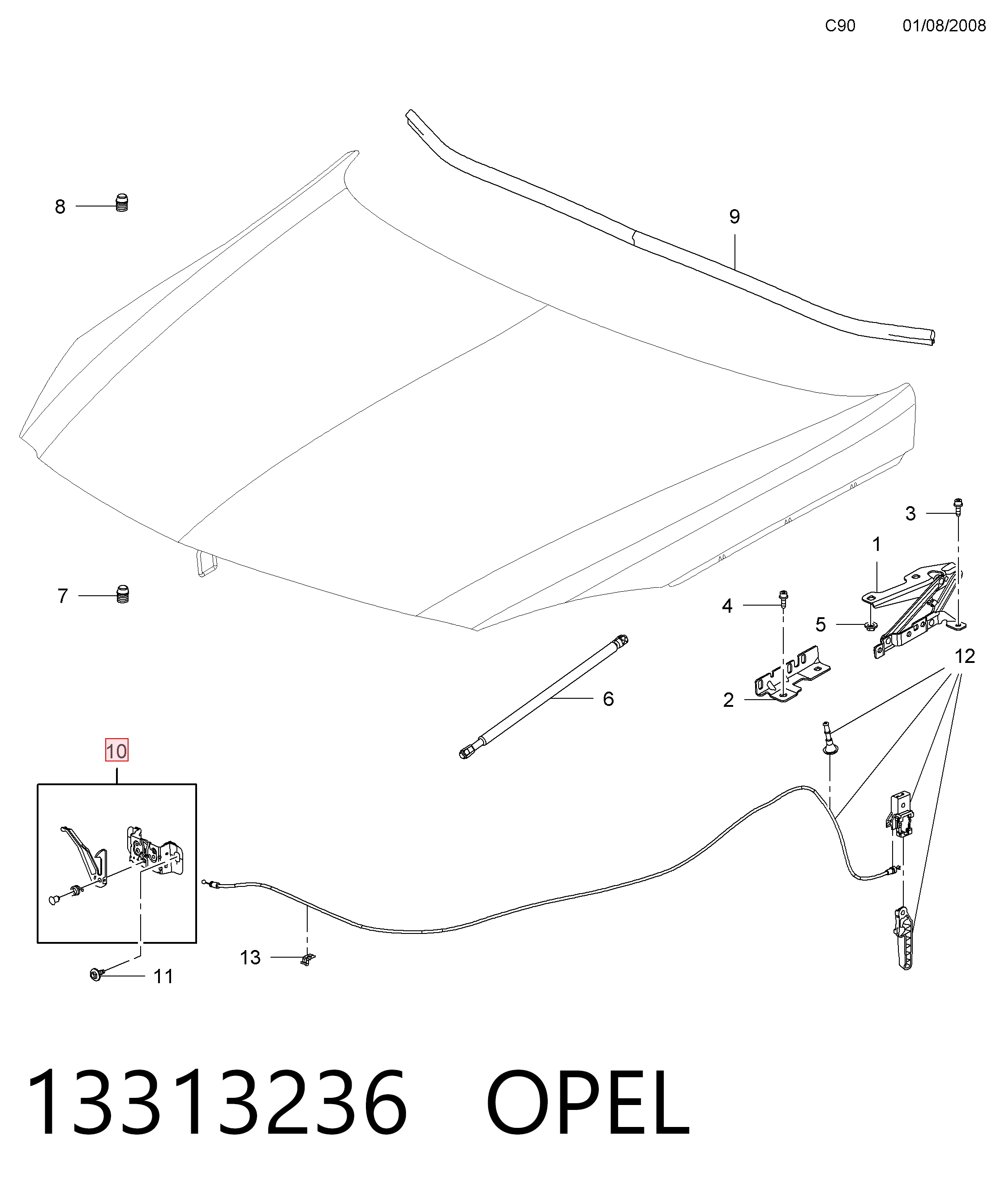 Замок капота General Motors 13313236 ціна, від 12.23 USD