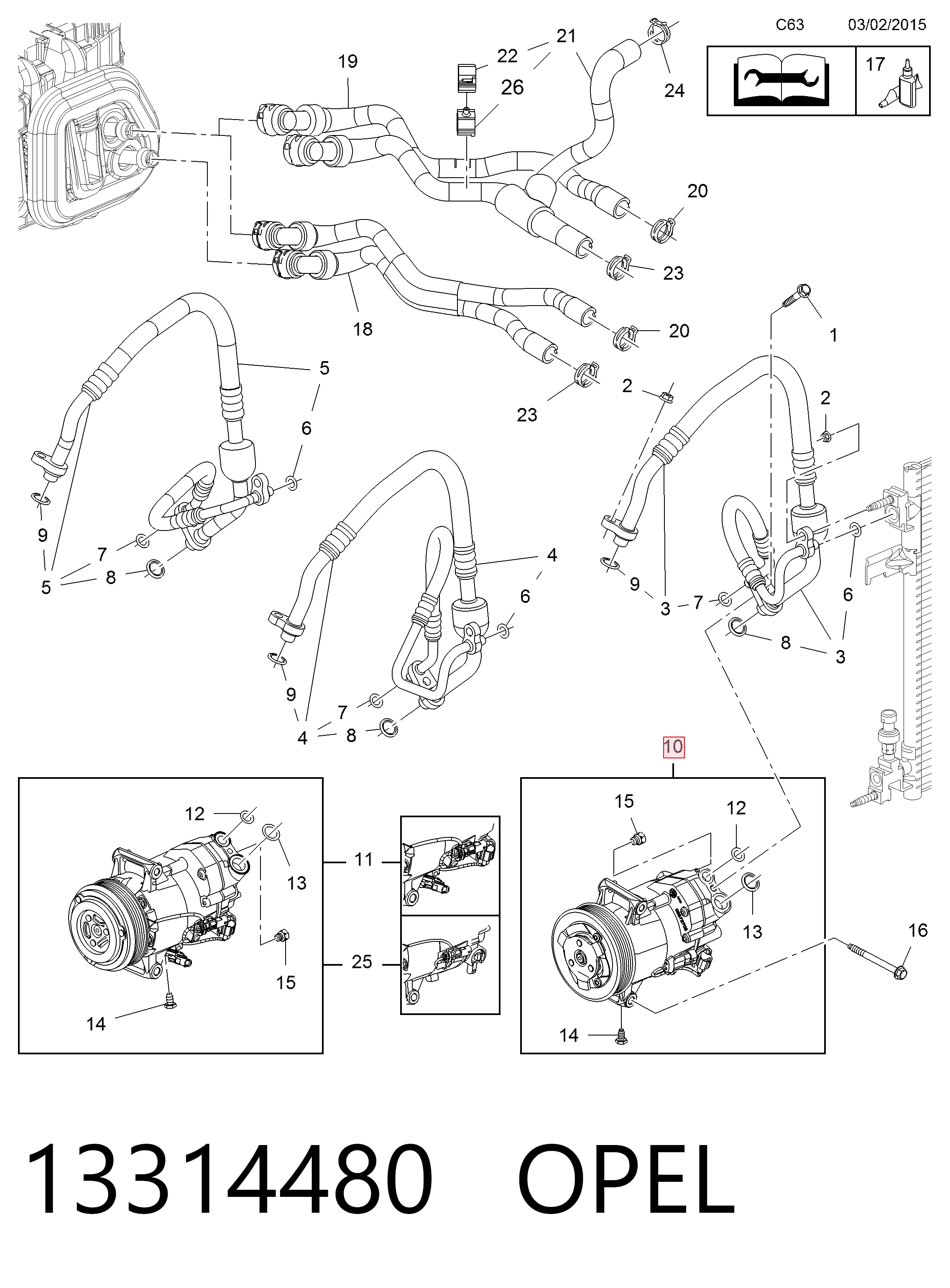 13314480 Opel Компресор холодоагенту