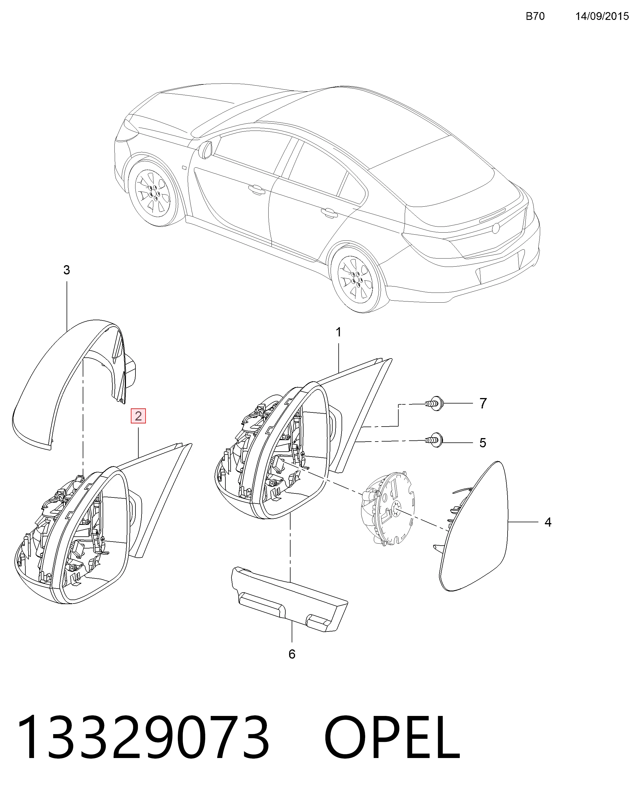 Праве бокове дзеркало General Motors 13329073