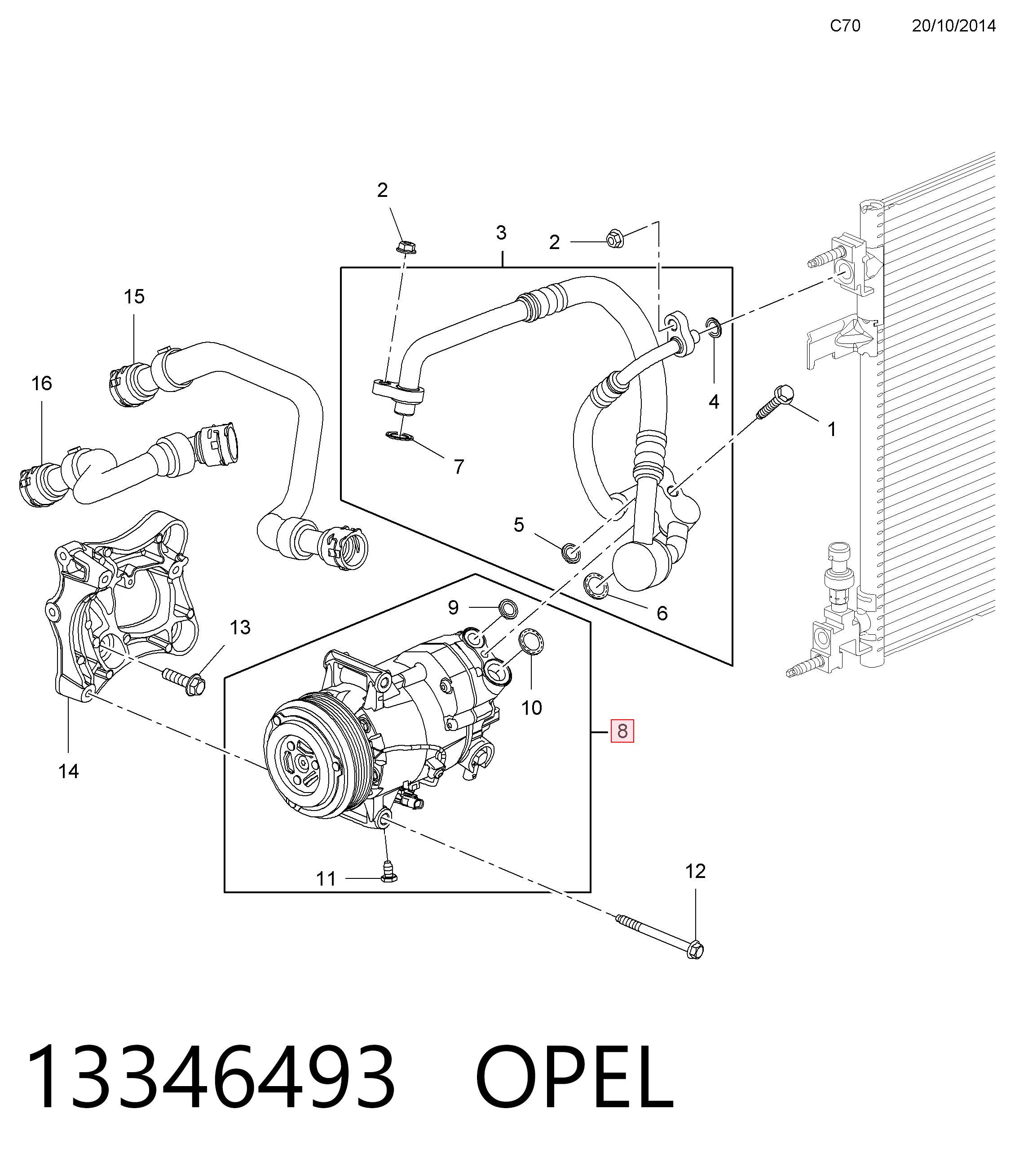 13346493 Opel Компресор холодоагенту