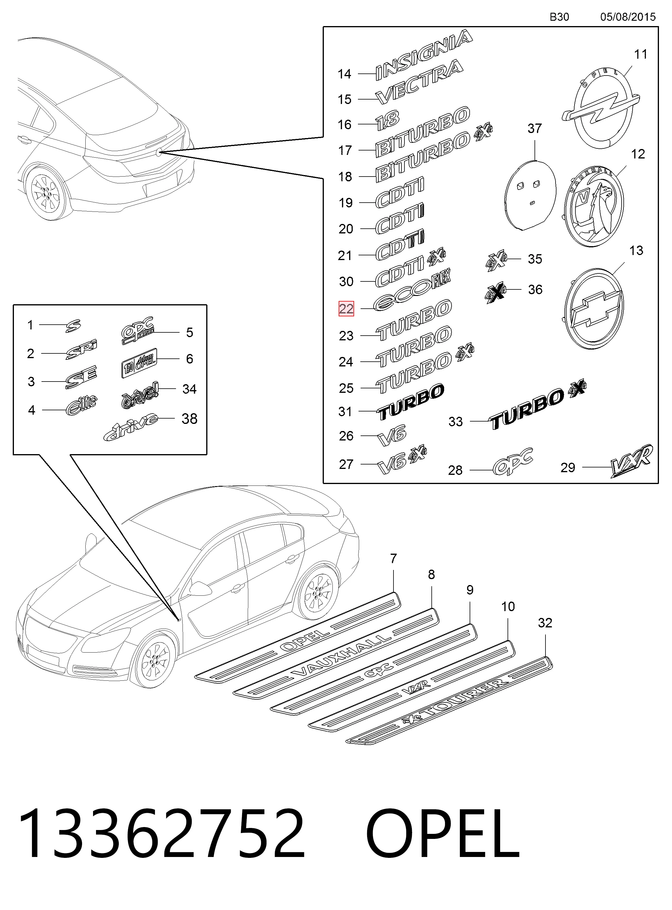 13362752 General Motors Емблема кришки багажника, фірмовий значок