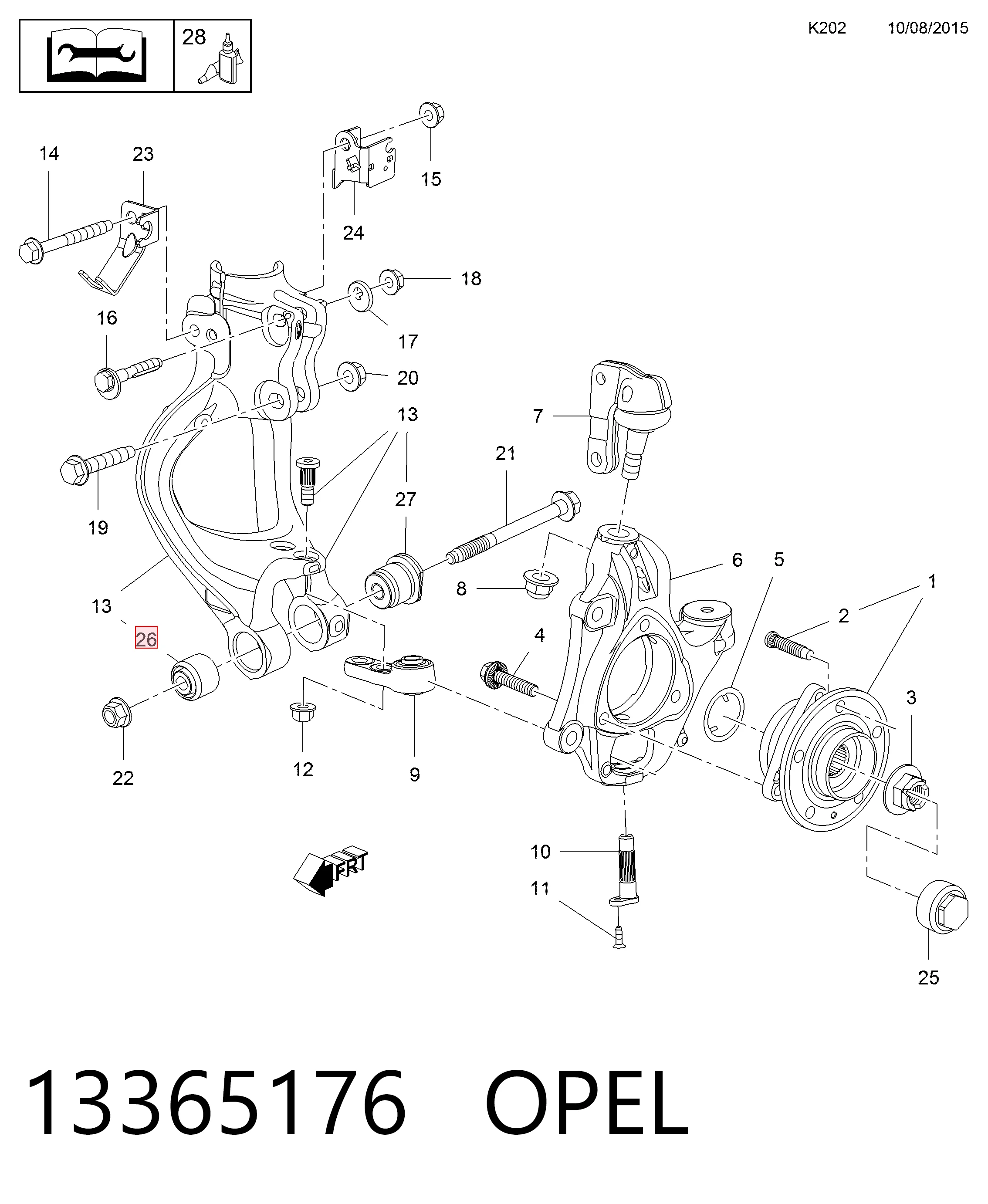 Сайлентблок передній цапфи (кулака) General Motors 0352539