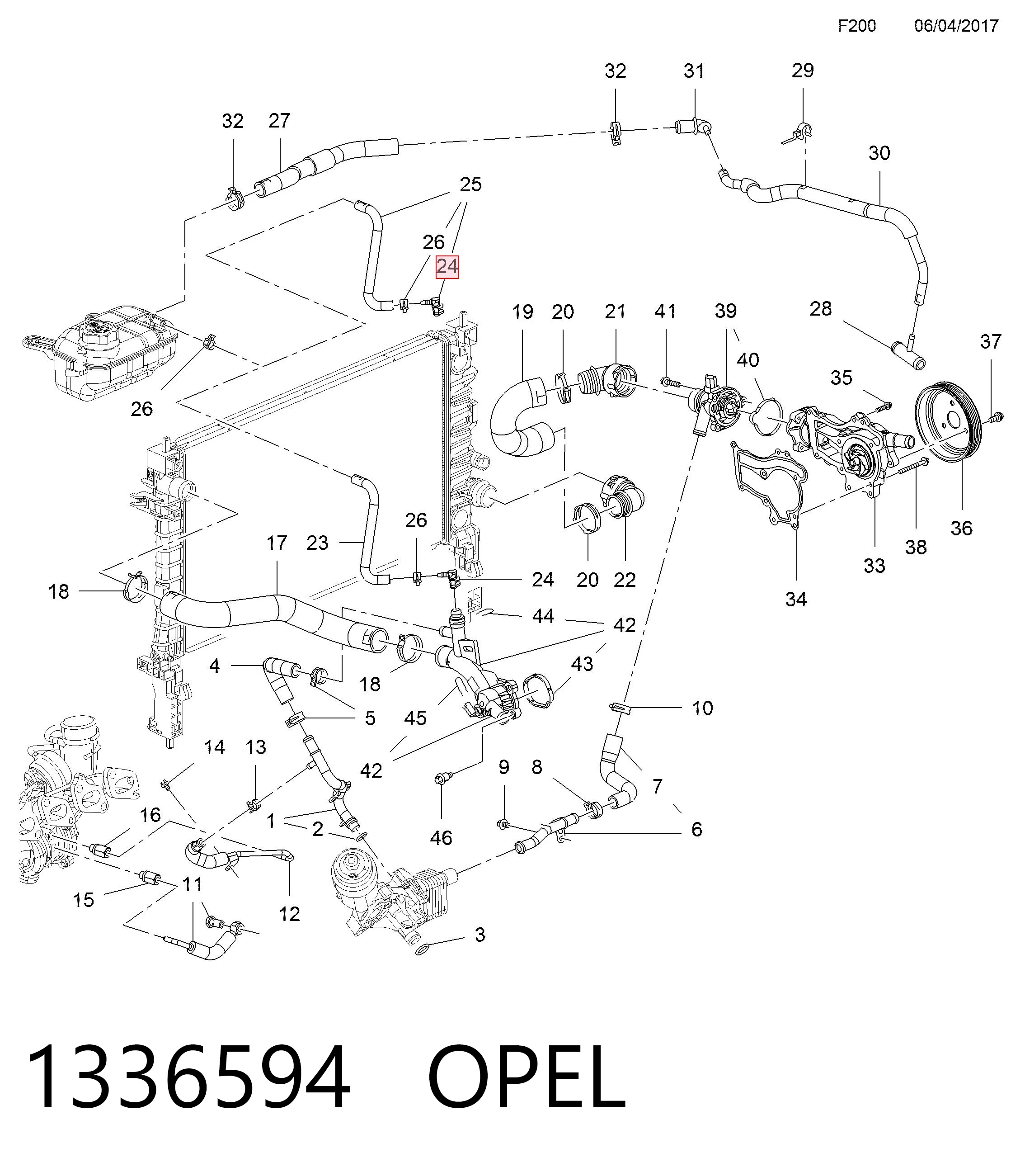 1336594 Opel Штуцер блоку системи охолодження