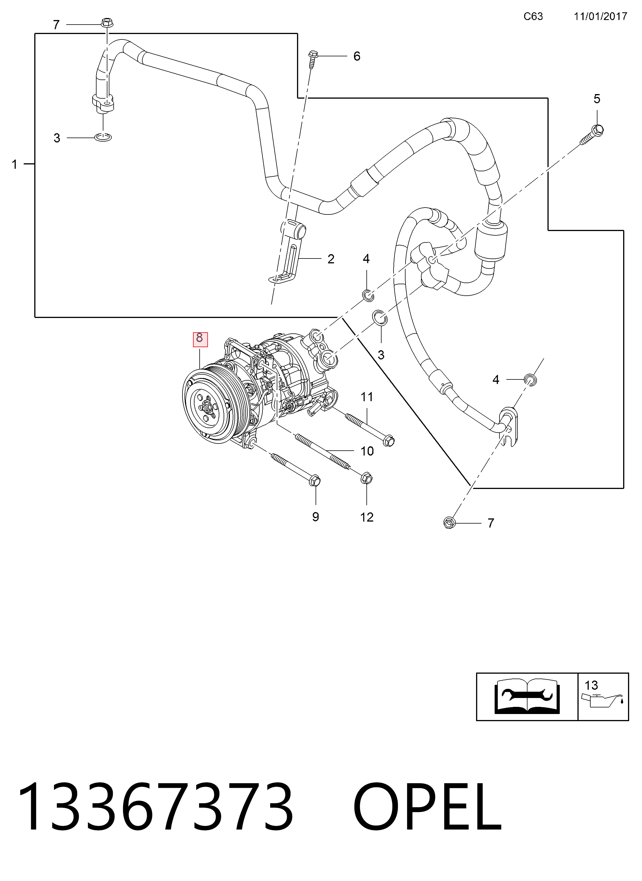 Компресор кондиціонера 95529061 Peugeot/Citroen