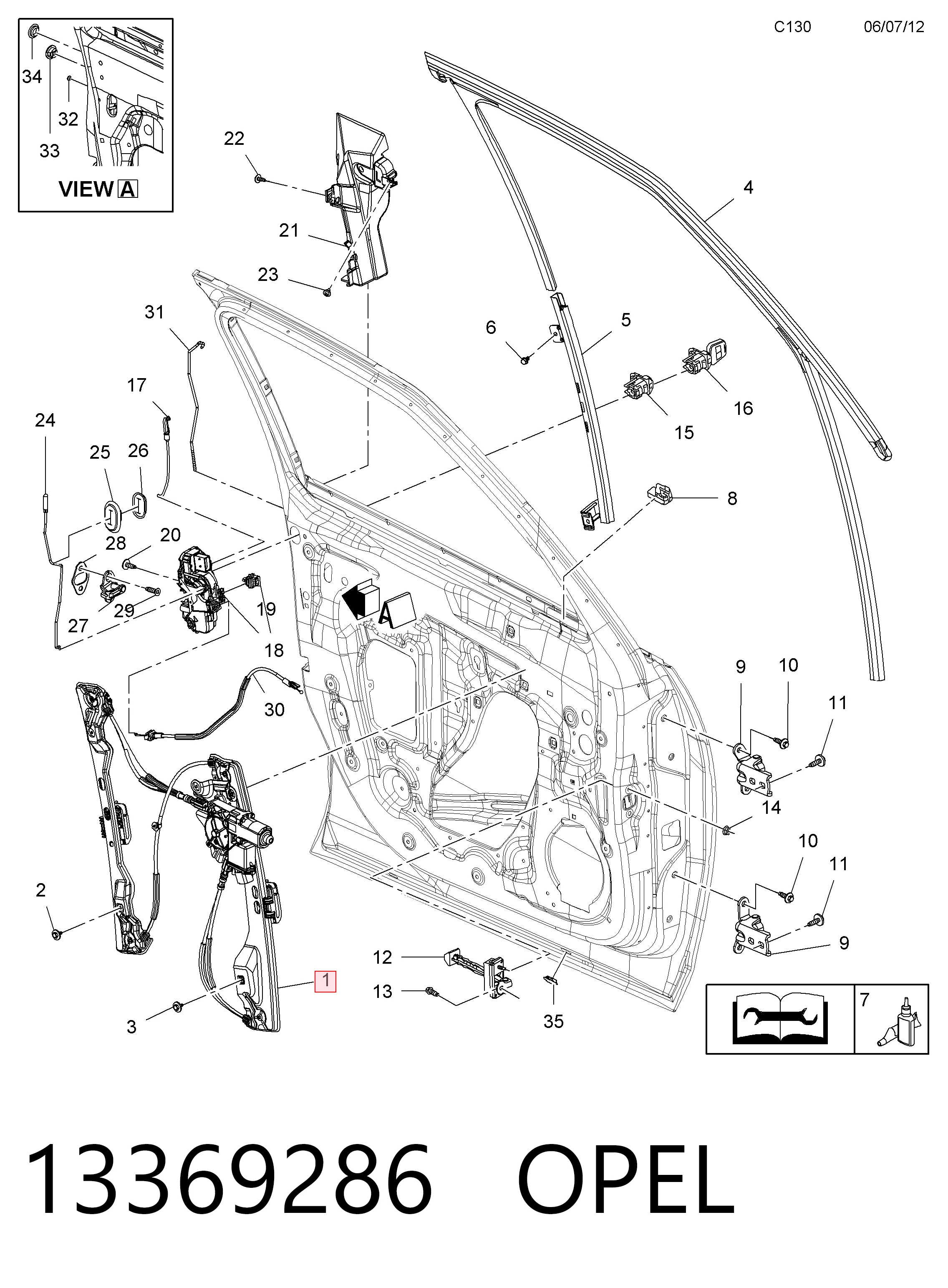 Механізм склопідіймача дверей передніх, правих Opel Zafira C мінівен (P12) (2011 - 2019) ціна, від 76.10 USD