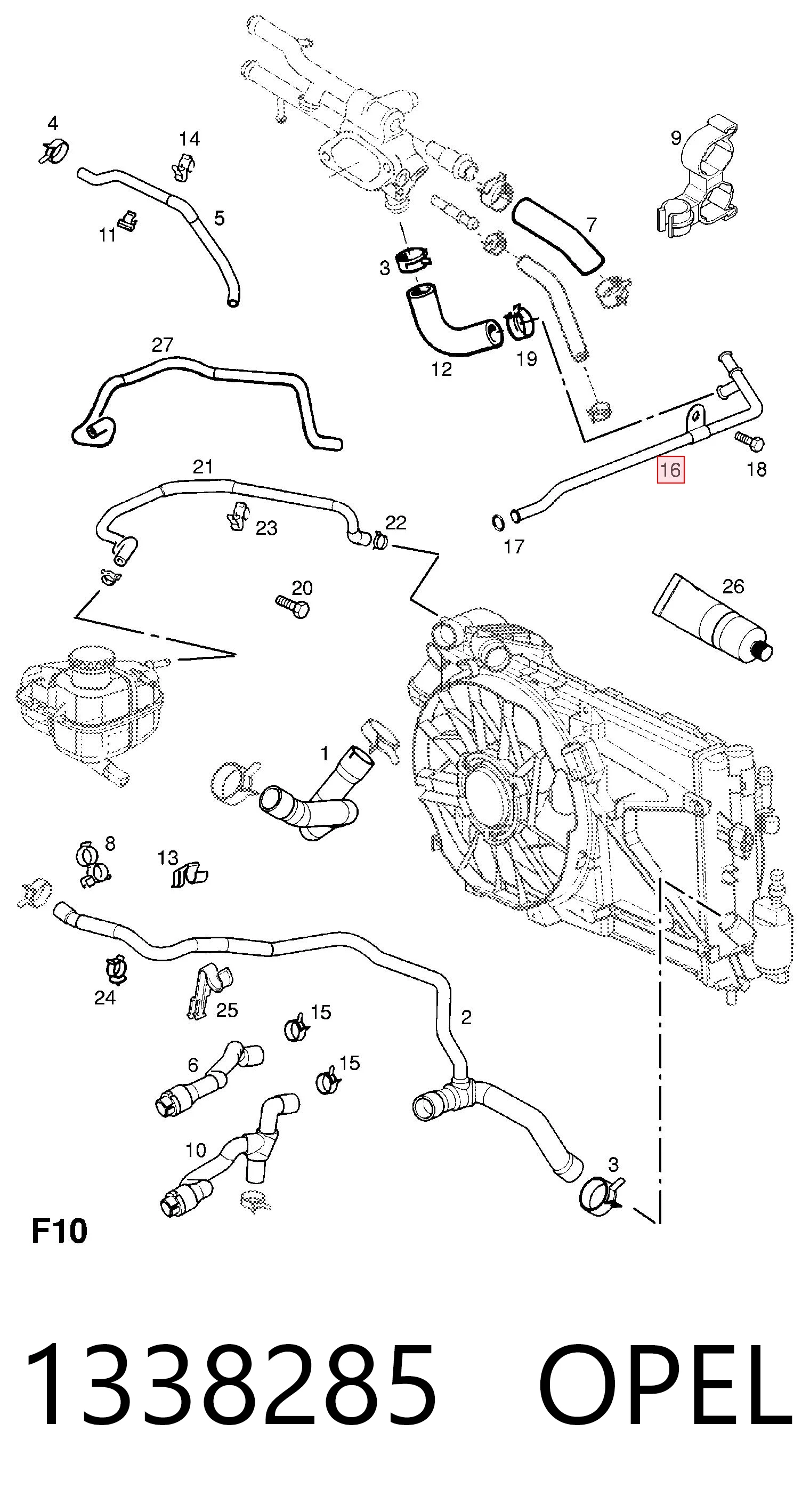 98069062 Peugeot/Citroen Шланг (патрубок) термостата