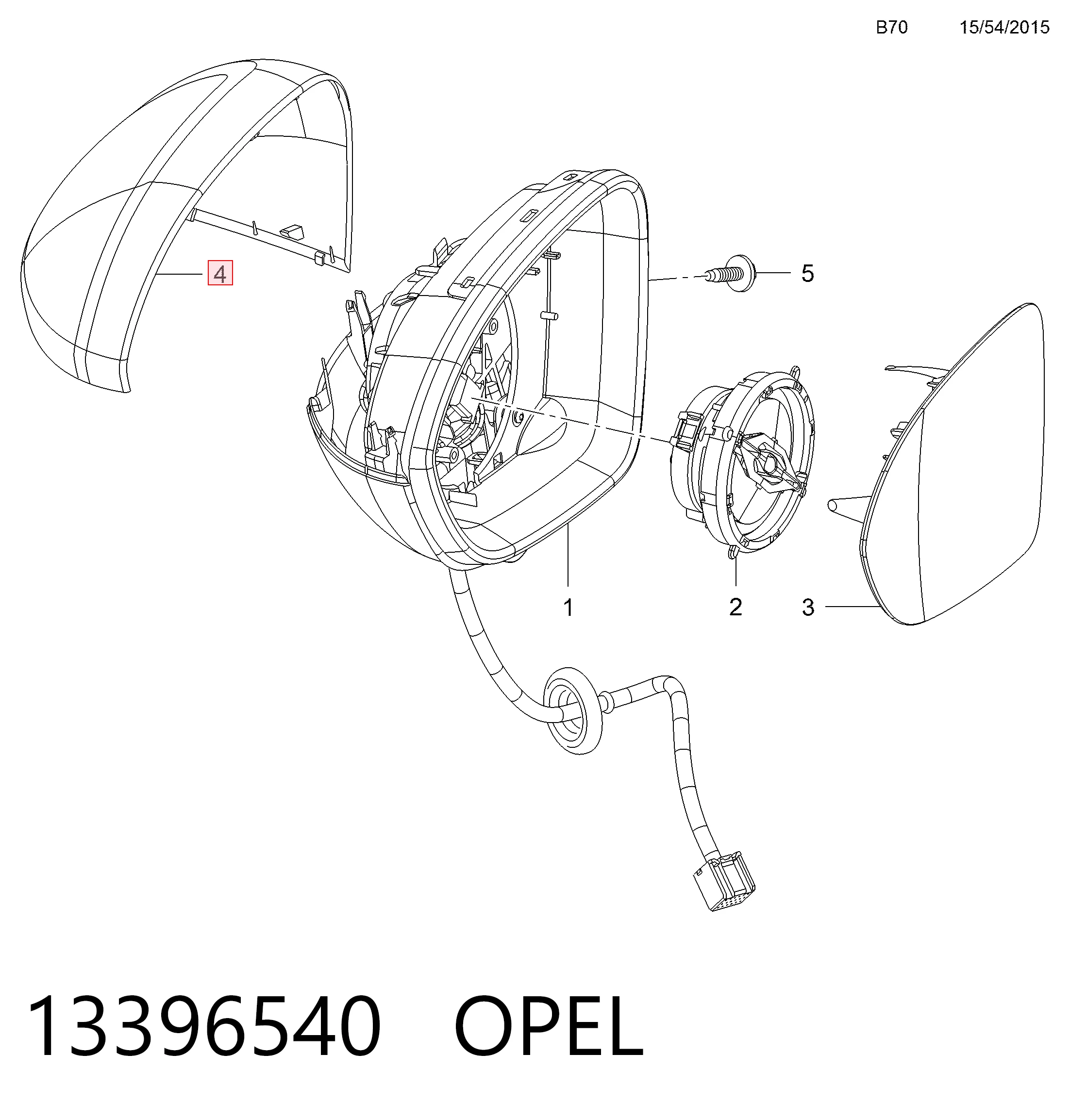 Накладка лівого дзеркала заднього виду Opel 39147621