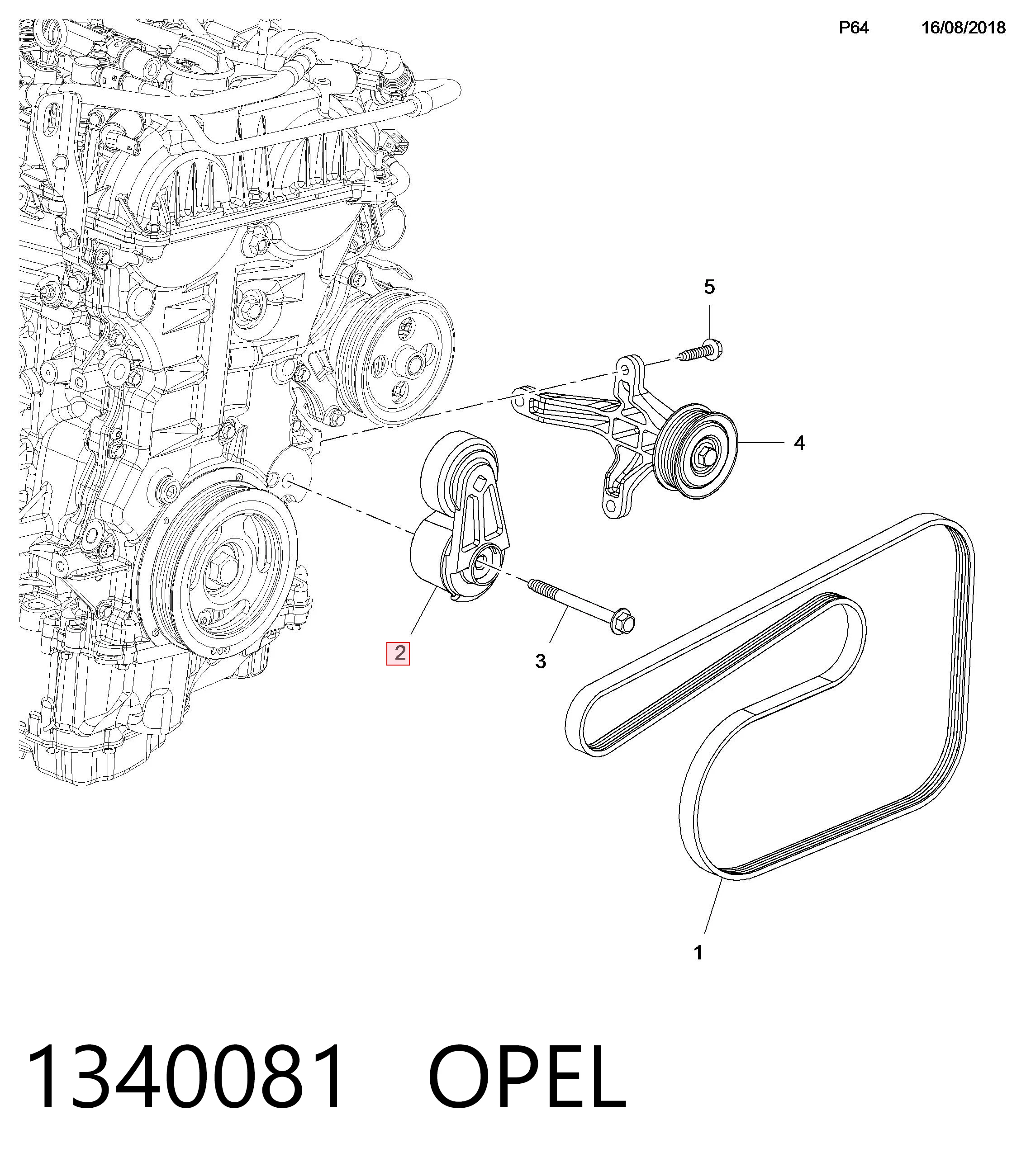 1340081 Opel Натяжна планка поліклинового ременя