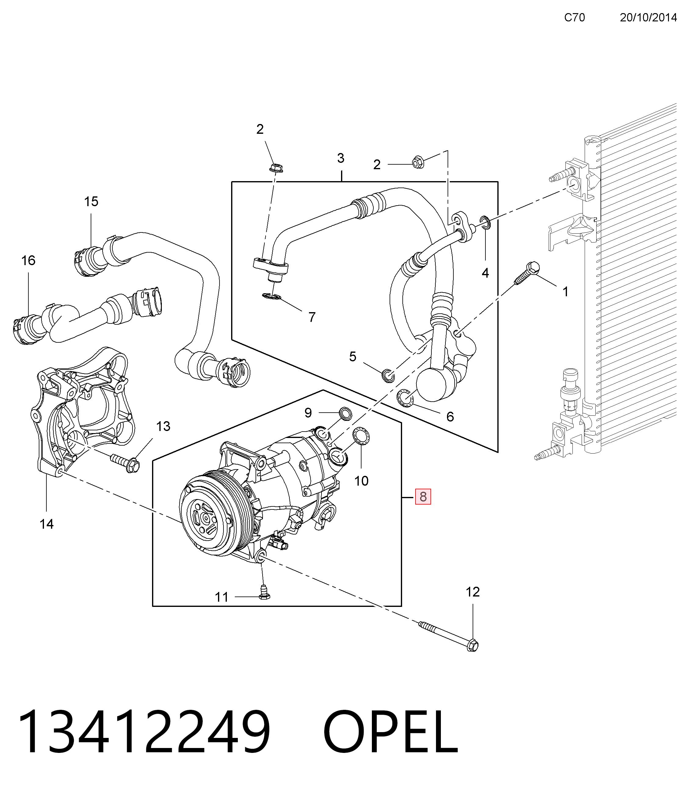 13412249 Opel Компресор холодоагенту