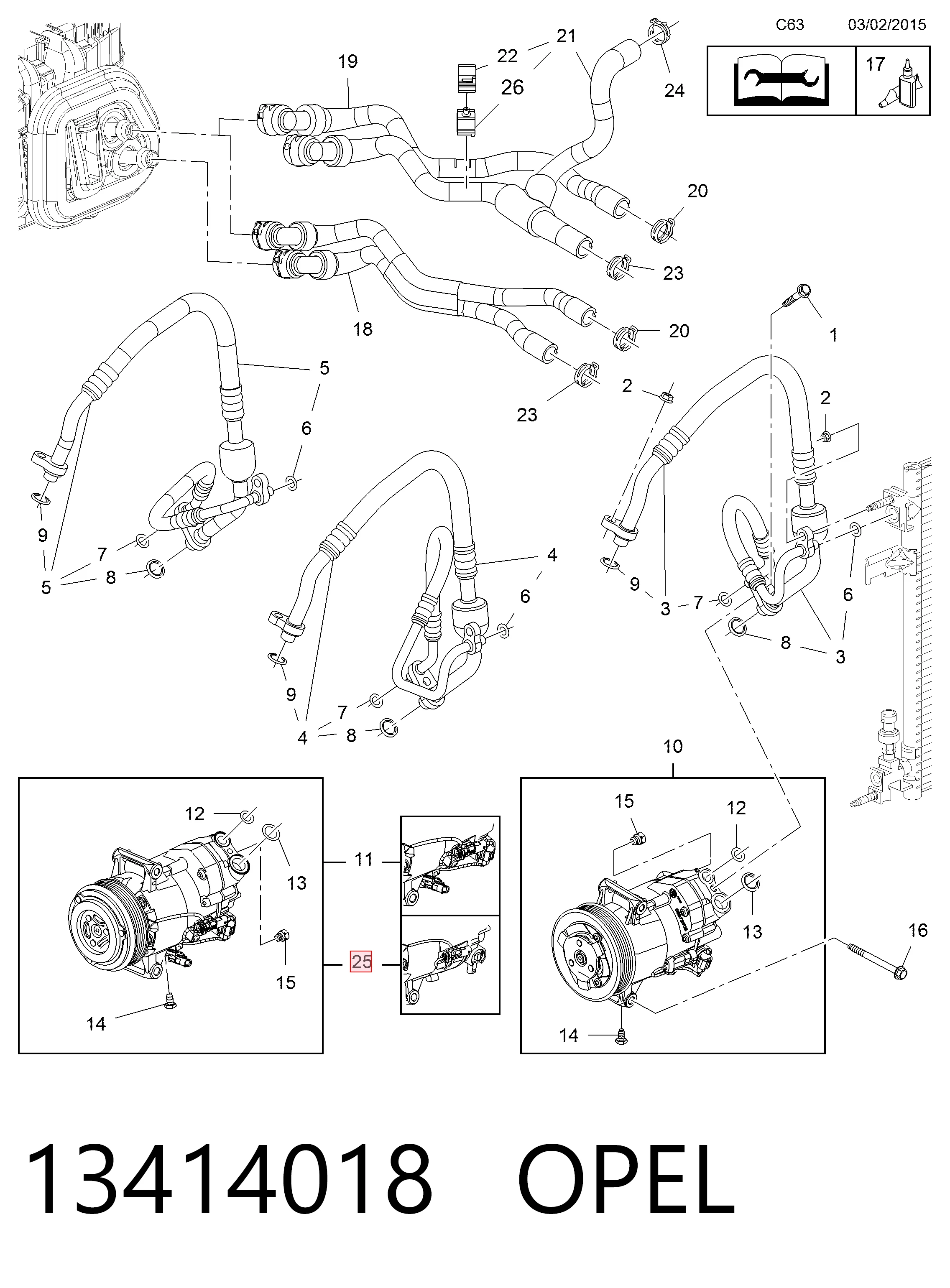 13414018 Opel Компресор холодоагенту