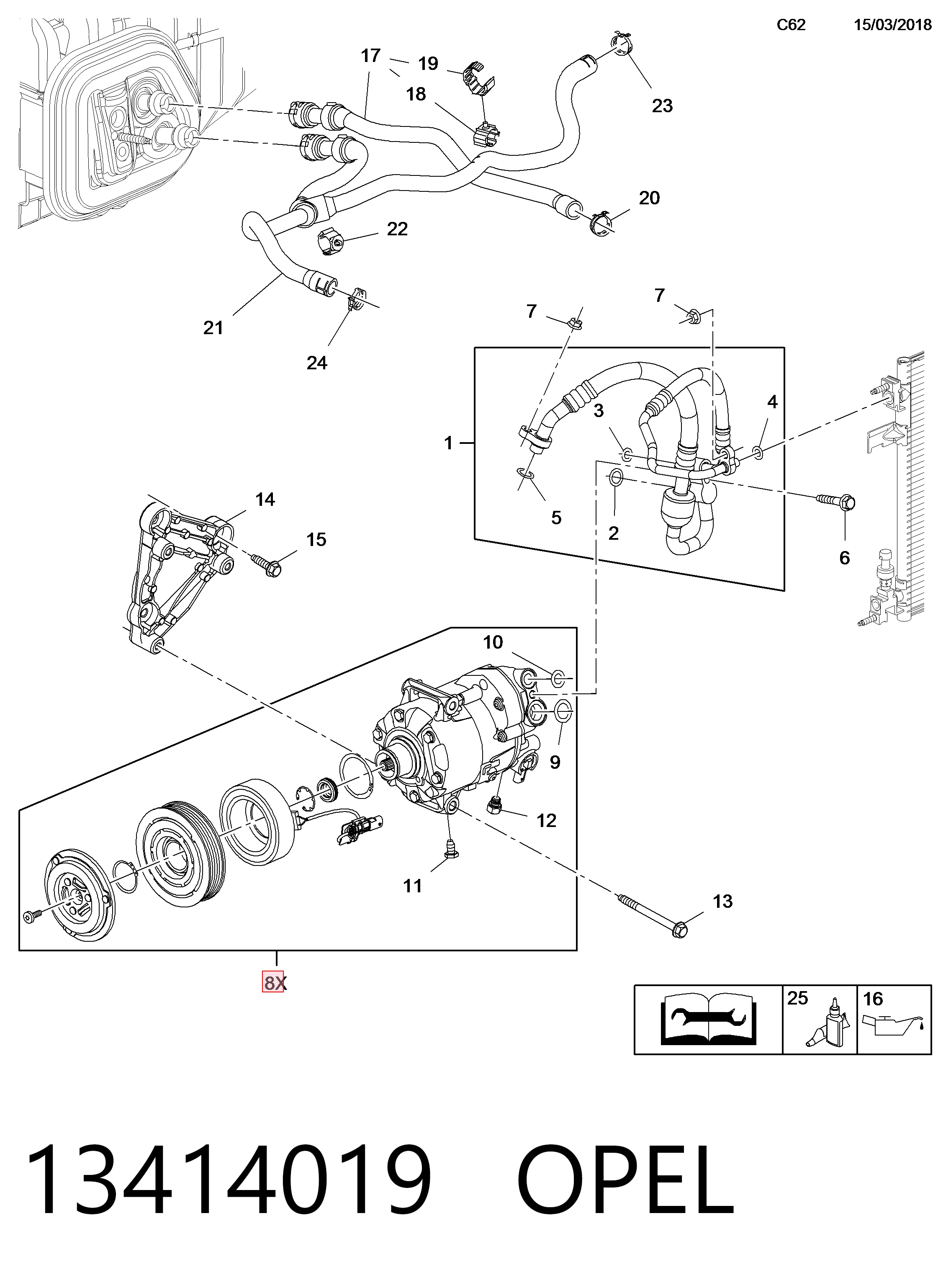 13414019 Opel Компресор холодоагенту