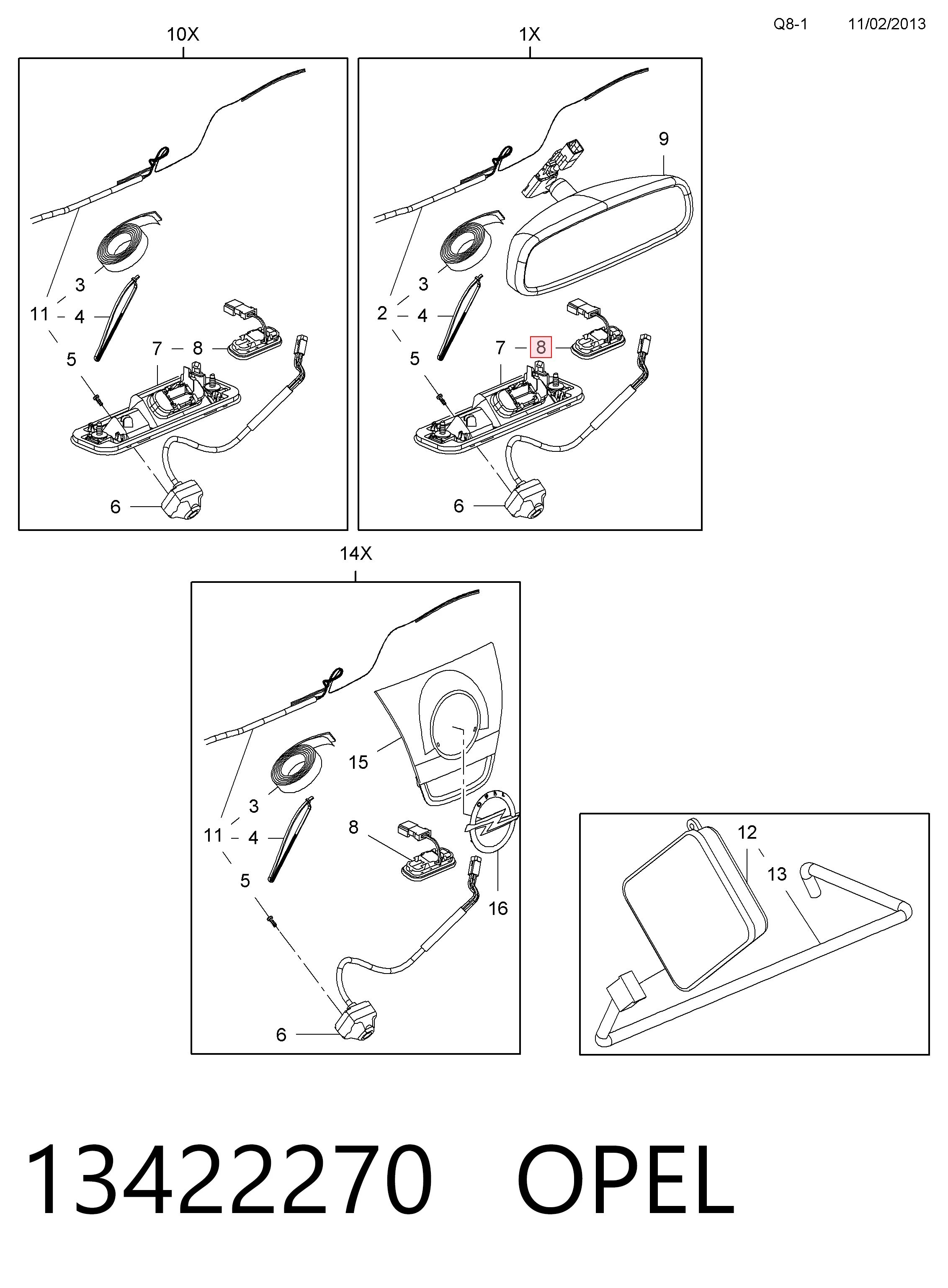 13422270 Opel Кнопка приводу замка задньої 3/5 двері (ляди)