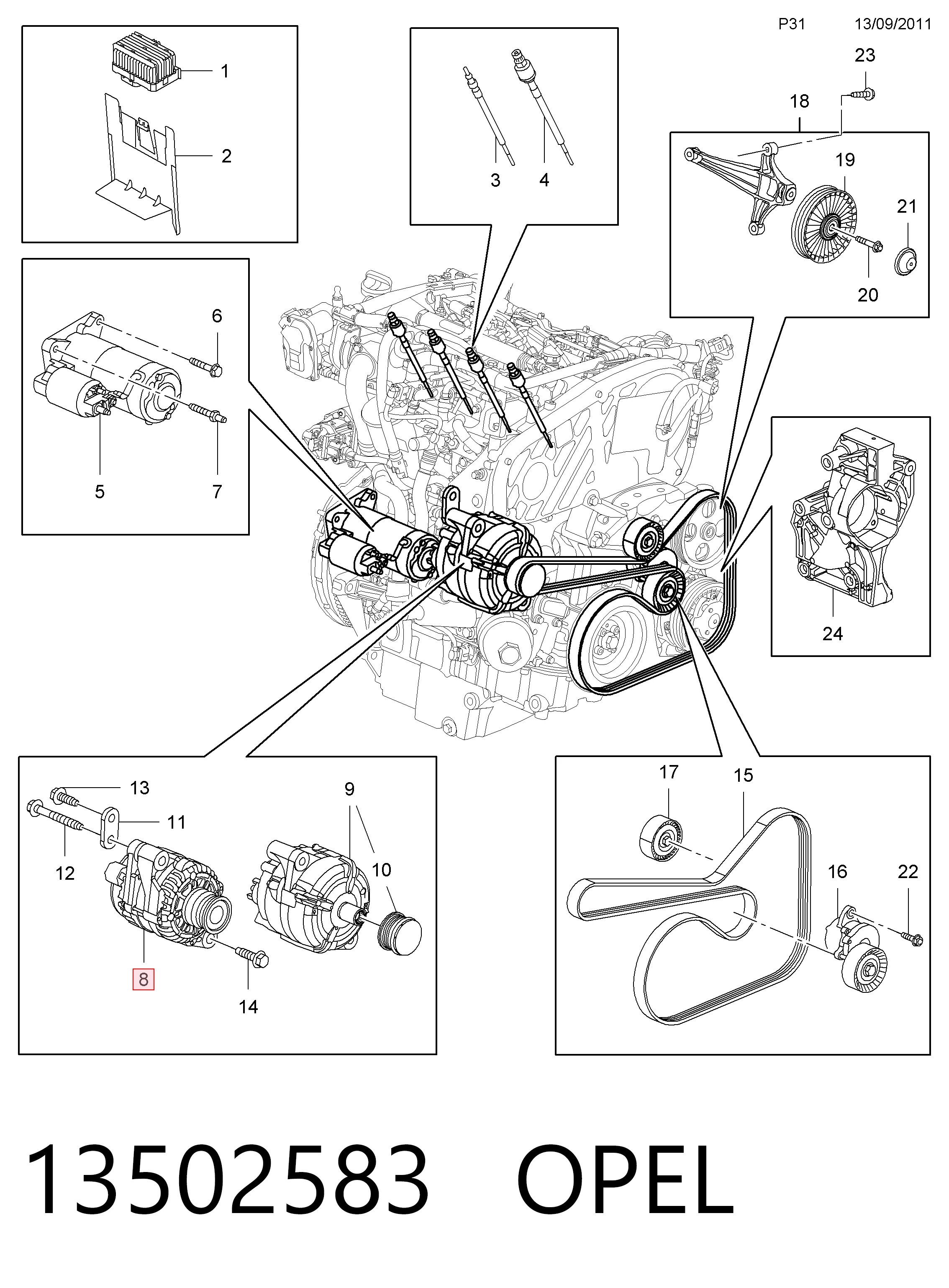 13502583 Opel Авто генератор