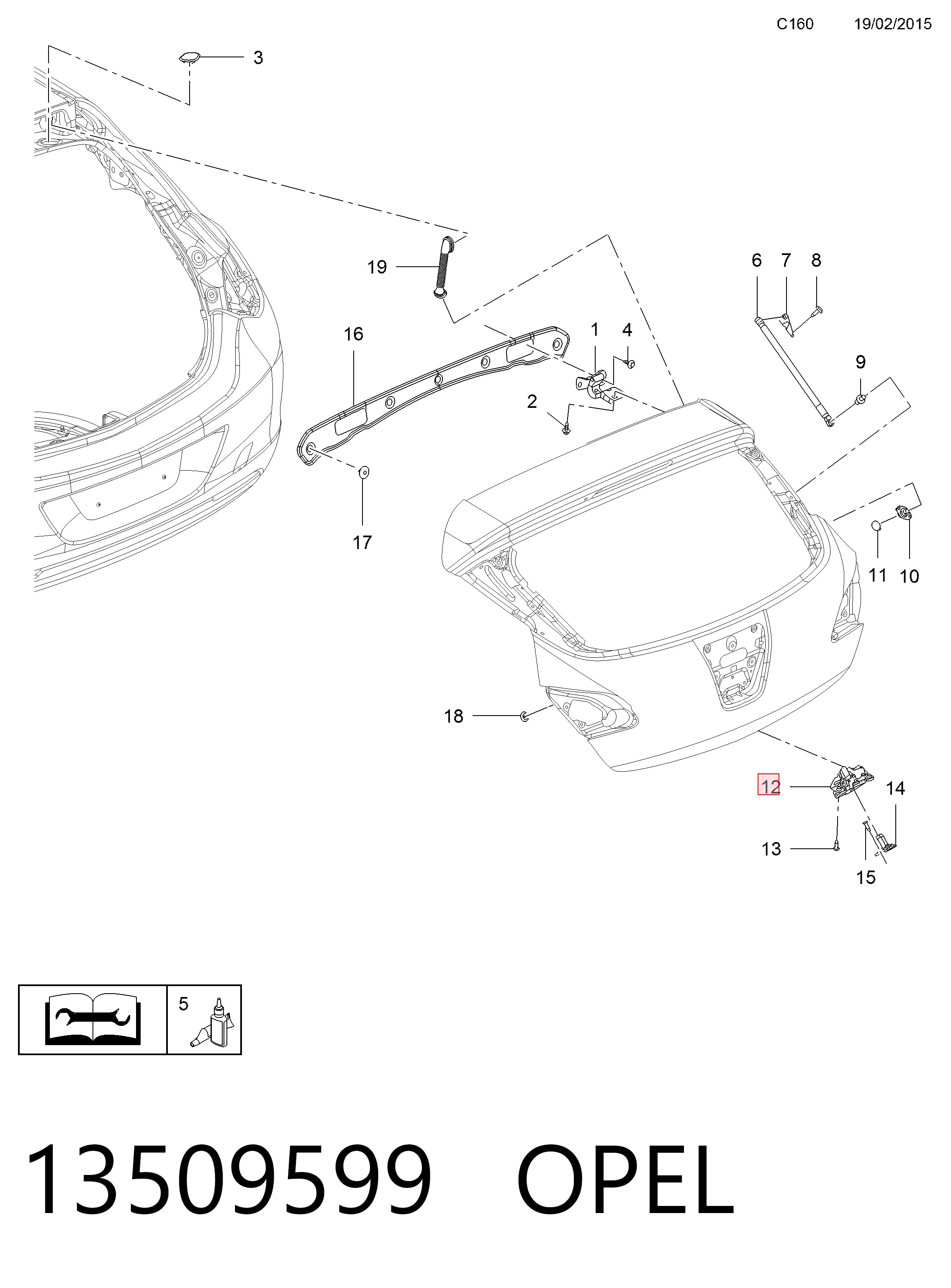 13509599 Opel Замок п'ятих дверей