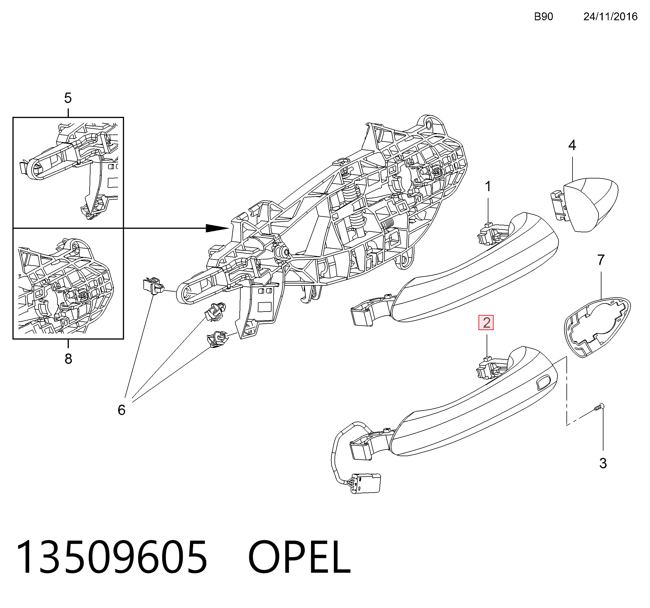 Купити 13509605 Peugeot/Citroen Ручка передньої двері зовнішня