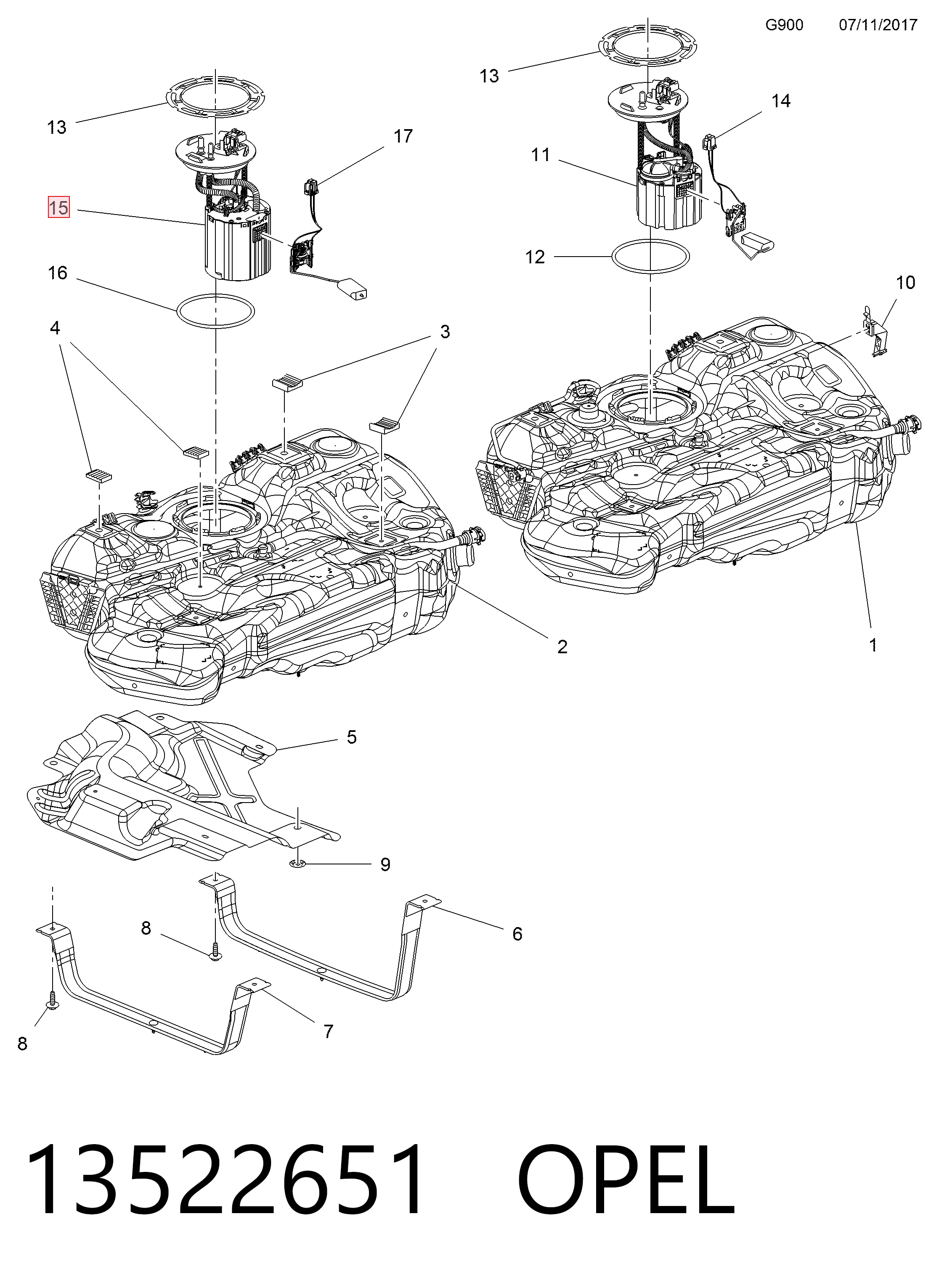 Електробензонасос на Opel Astra K 