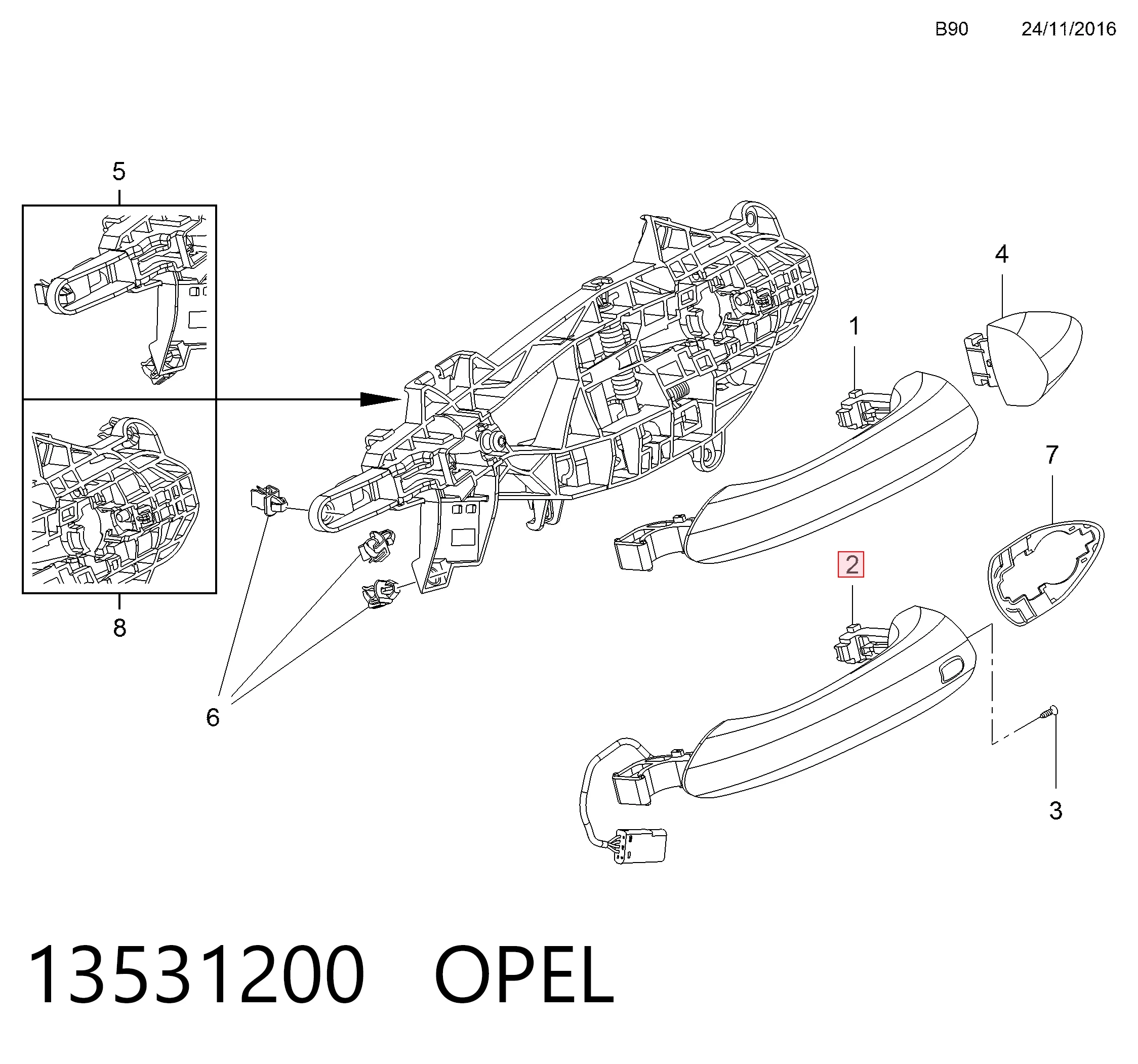 Ручка передньої двері зовнішня 13509605 Peugeot/Citroen