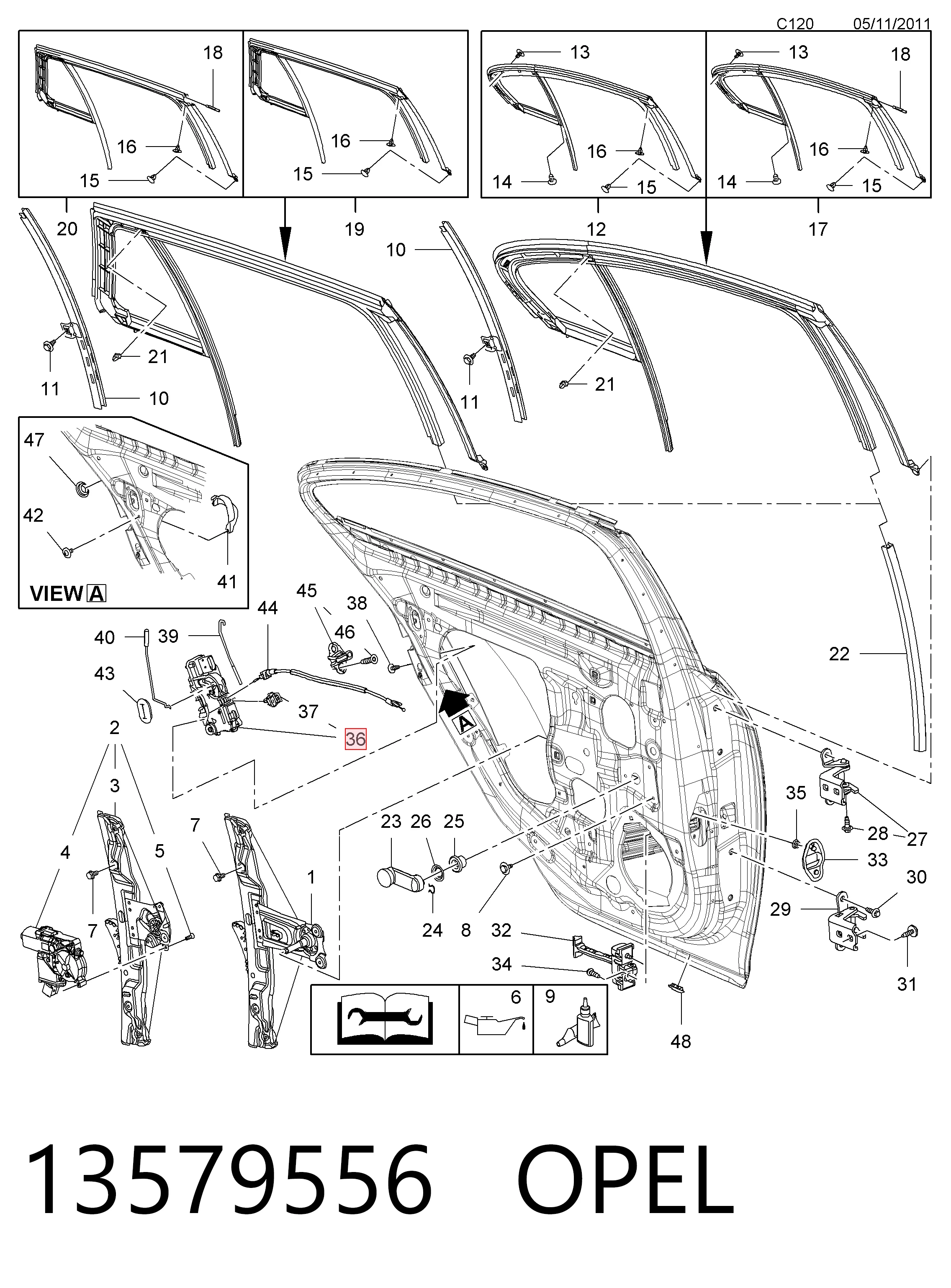 13579556 Opel Замок задньої дверї, правої