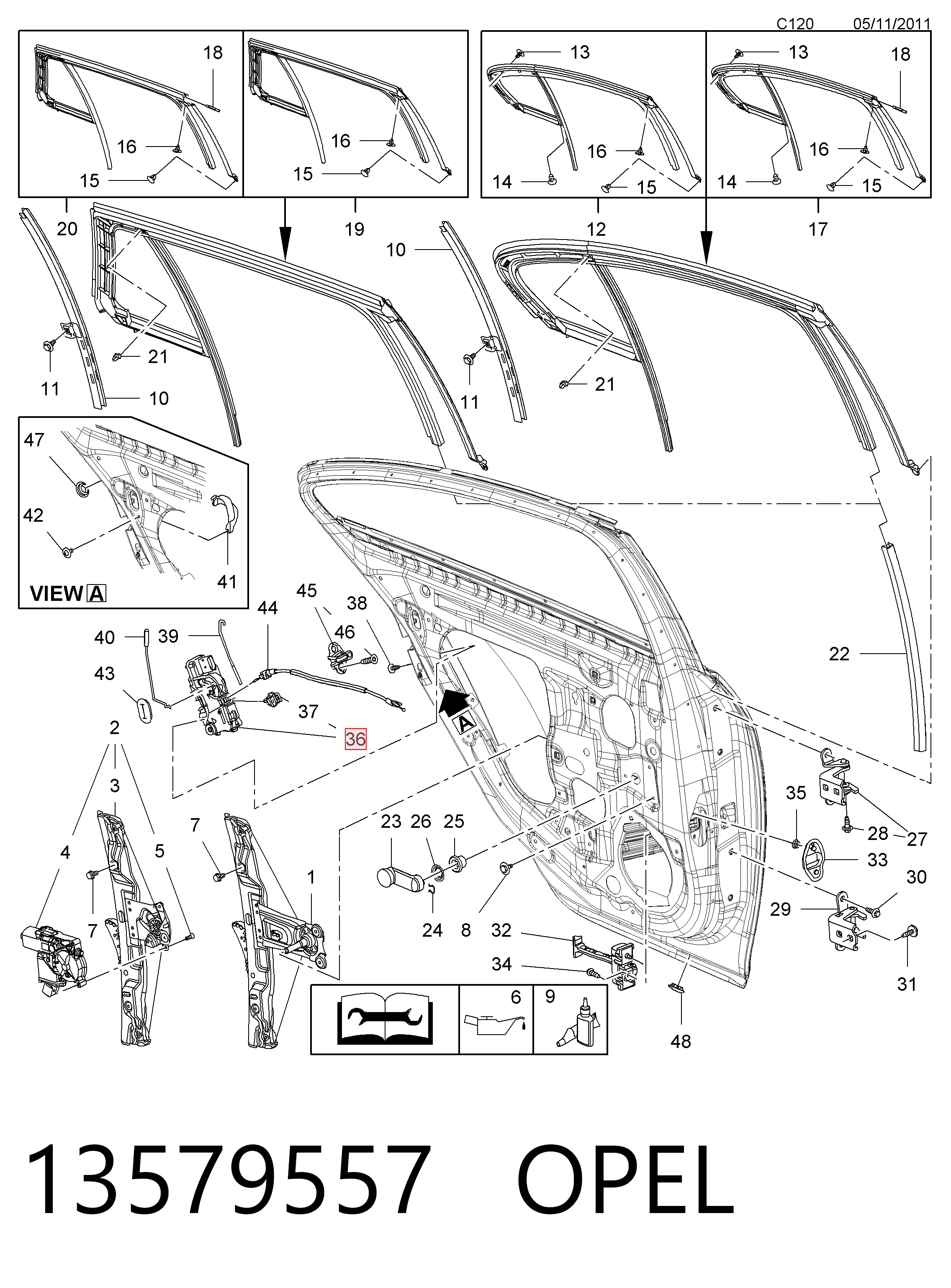 13579557 Opel Замок задніх дверей, лівих