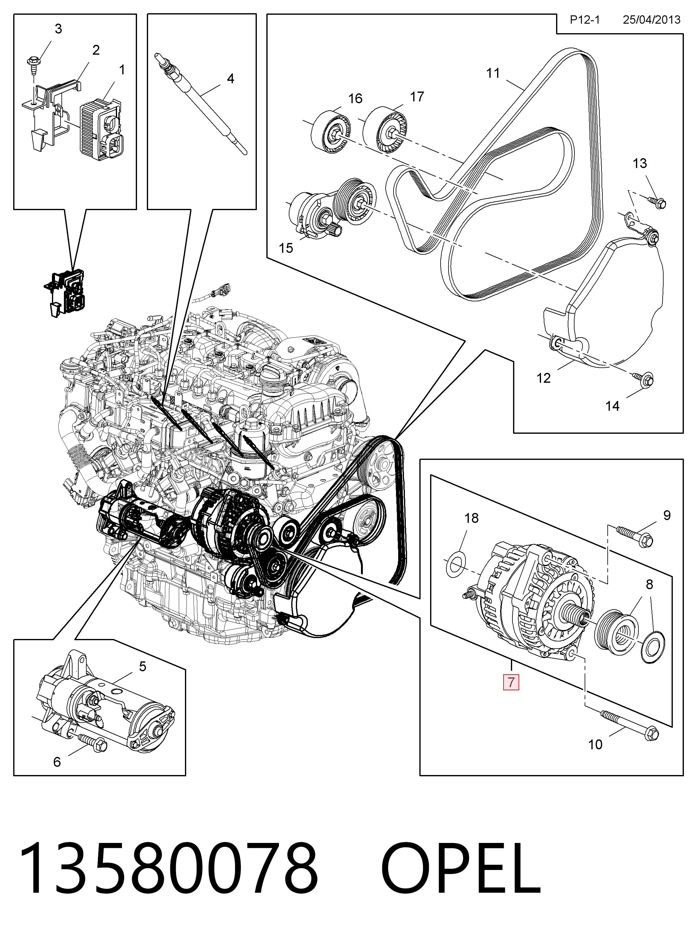 13580078 Opel Авто генератор