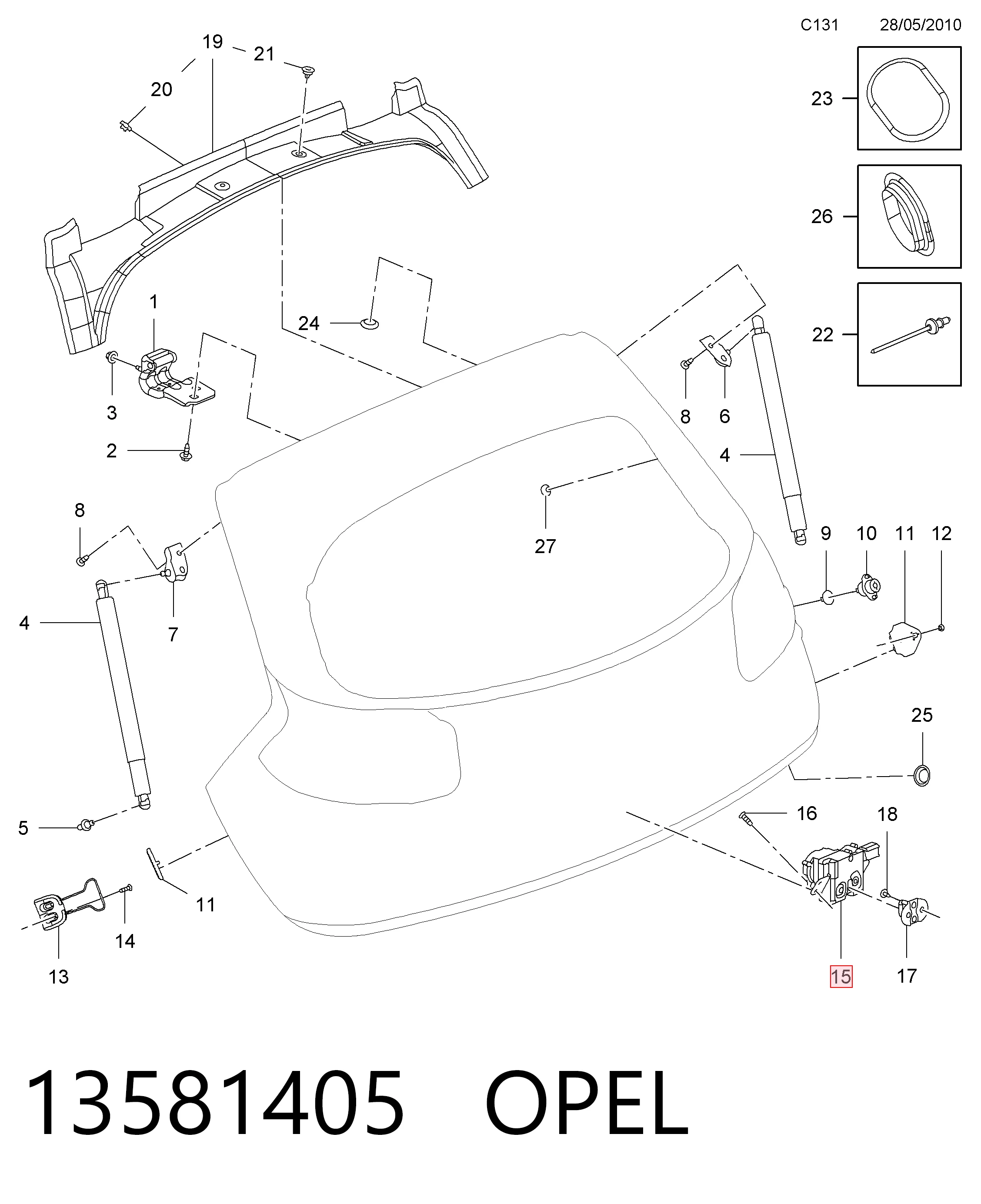 13581405 Opel Замок п'ятих дверей