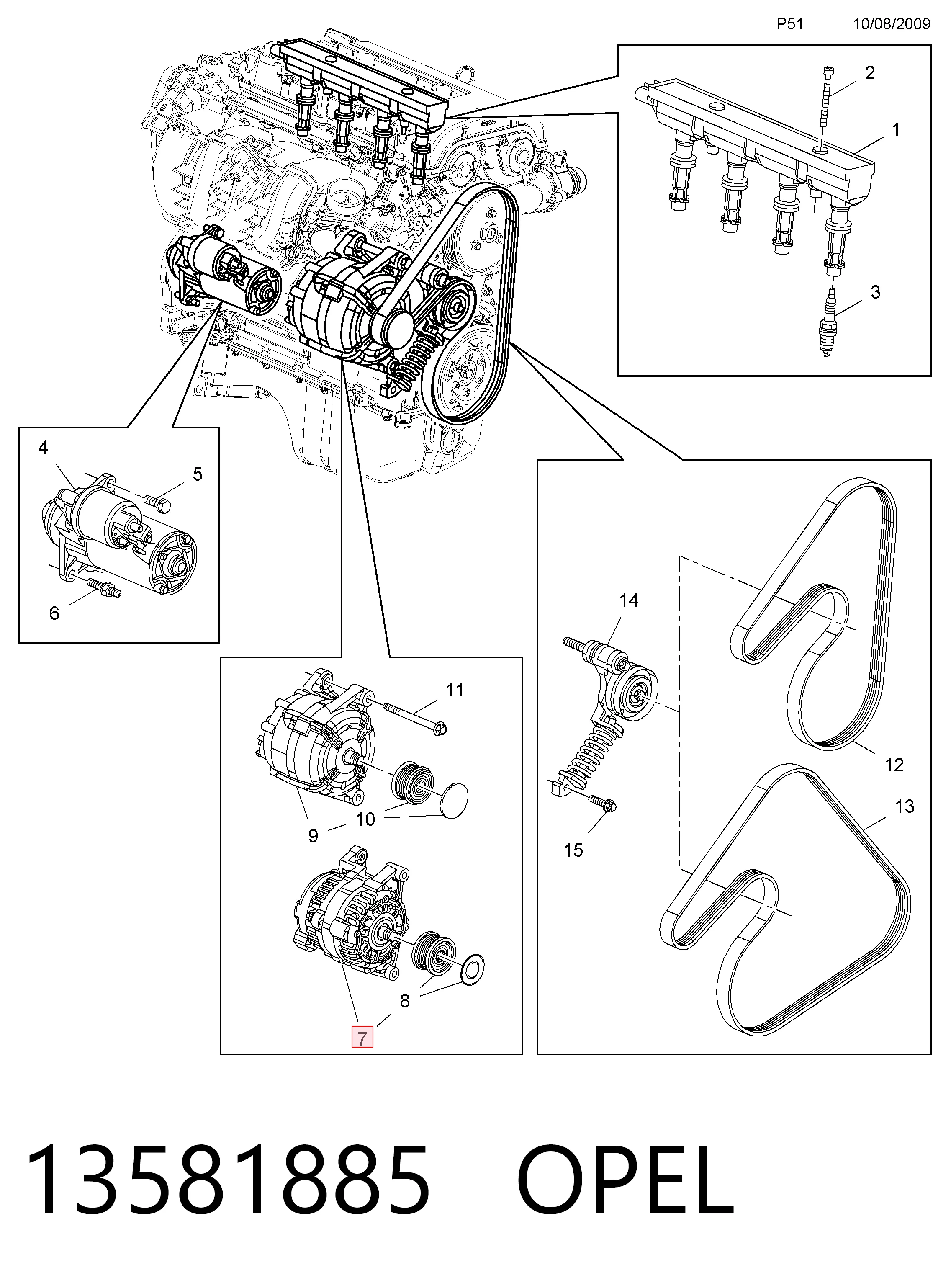 13581885 Opel Авто генератор