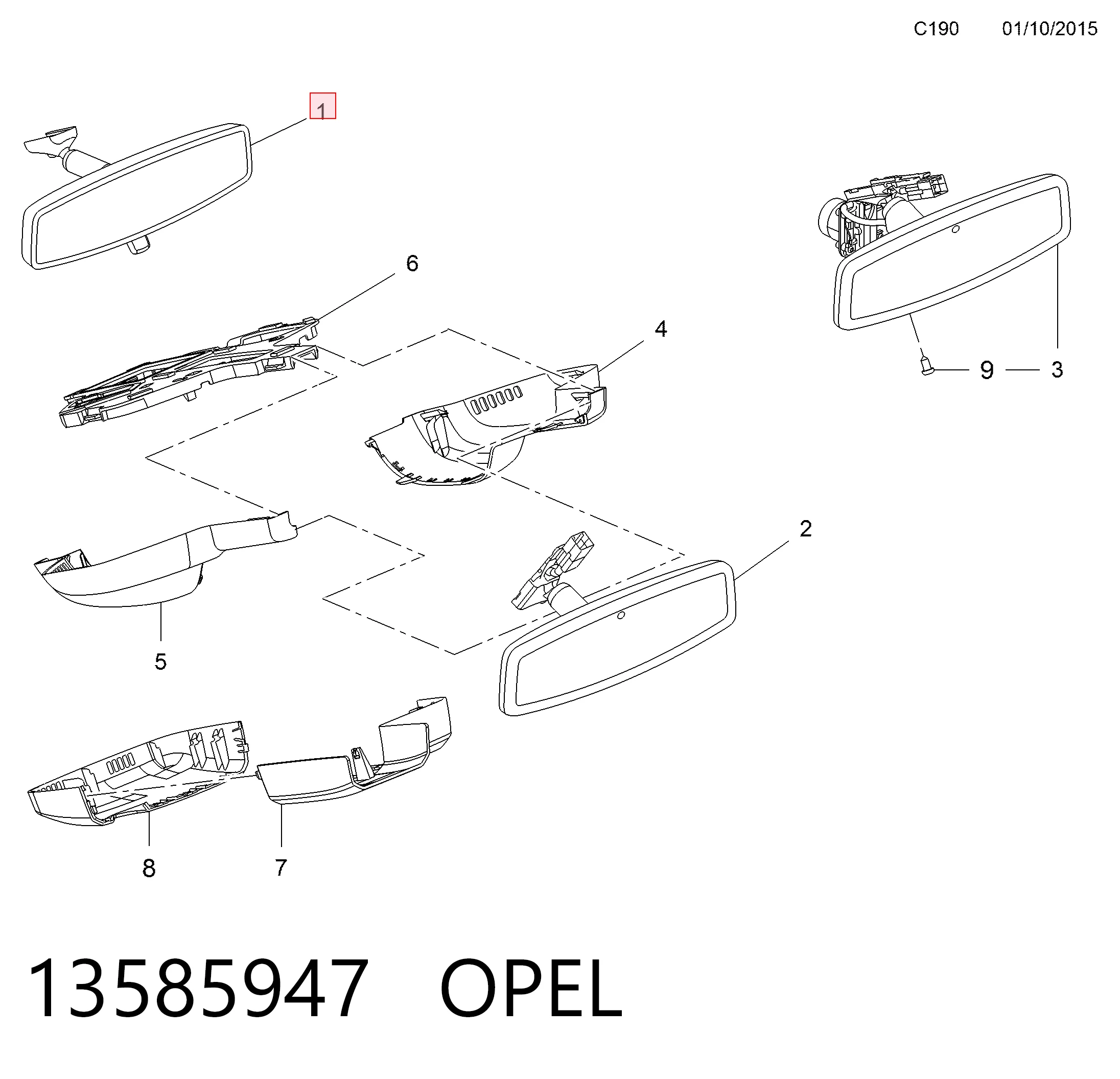 Купити Дзеркало салону Opel Mokka I J13