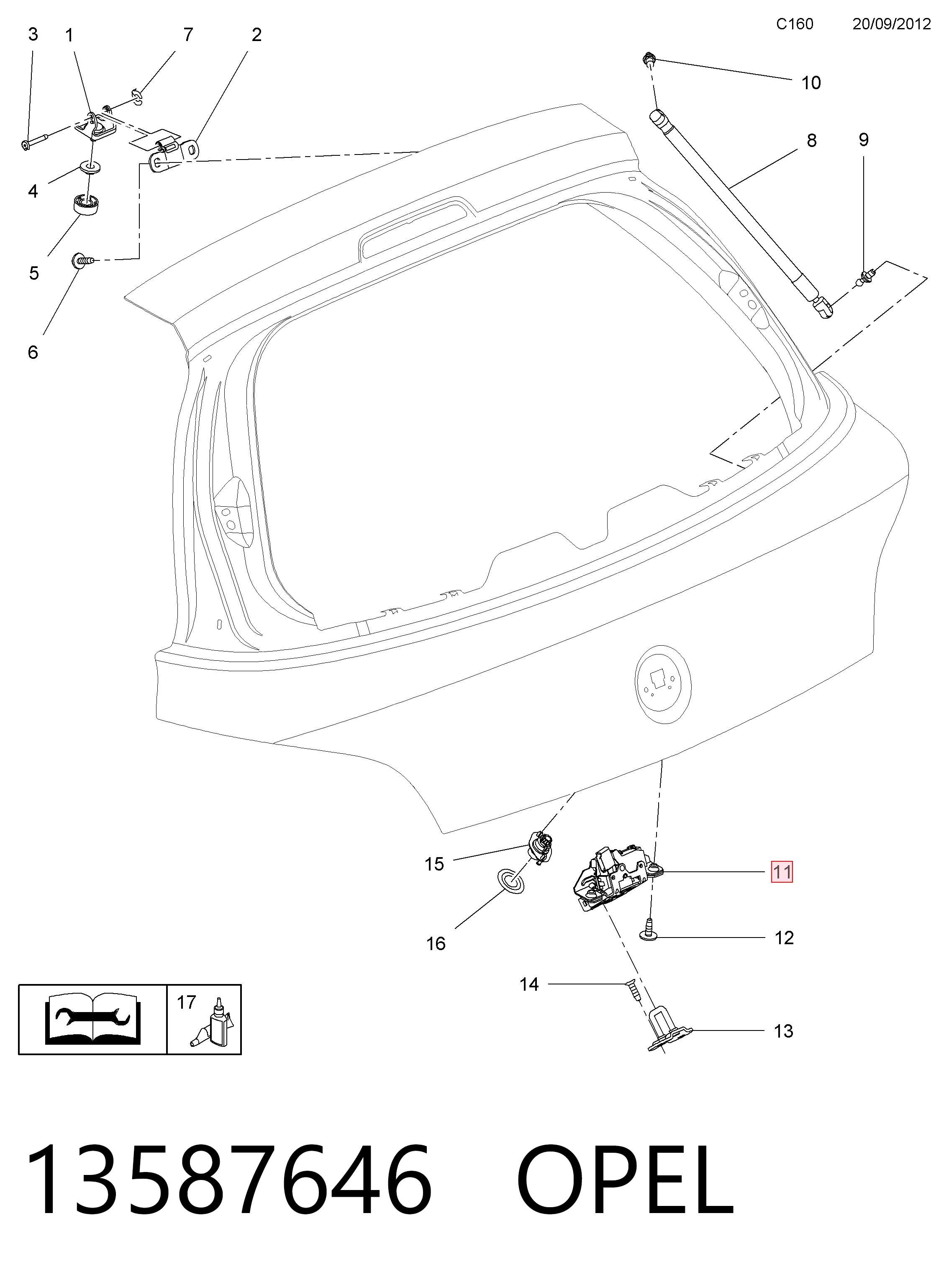 13587646 Opel Замок п'ятих дверей