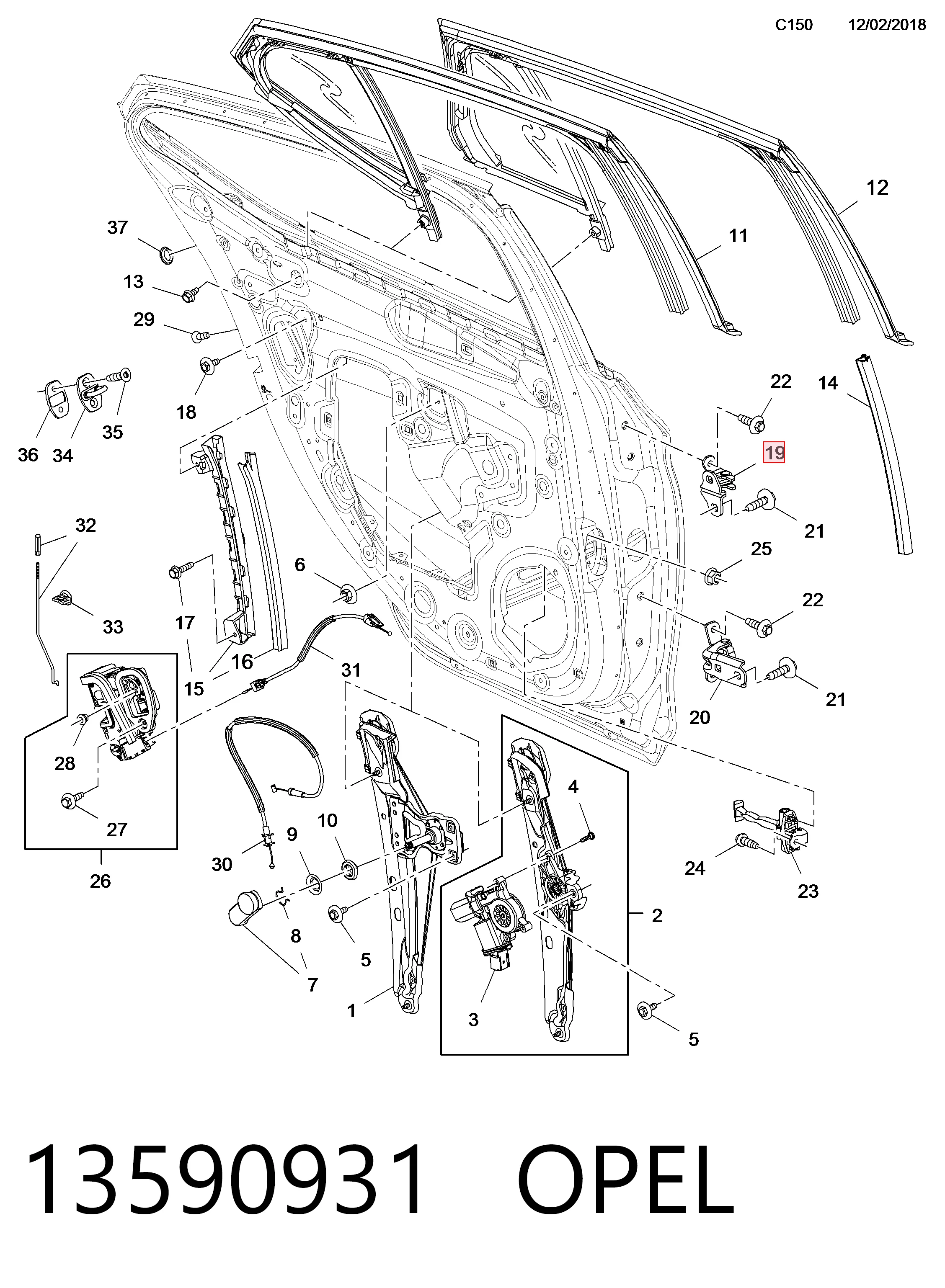 13590931 Peugeot/Citroen Петля задніх лівих дверей