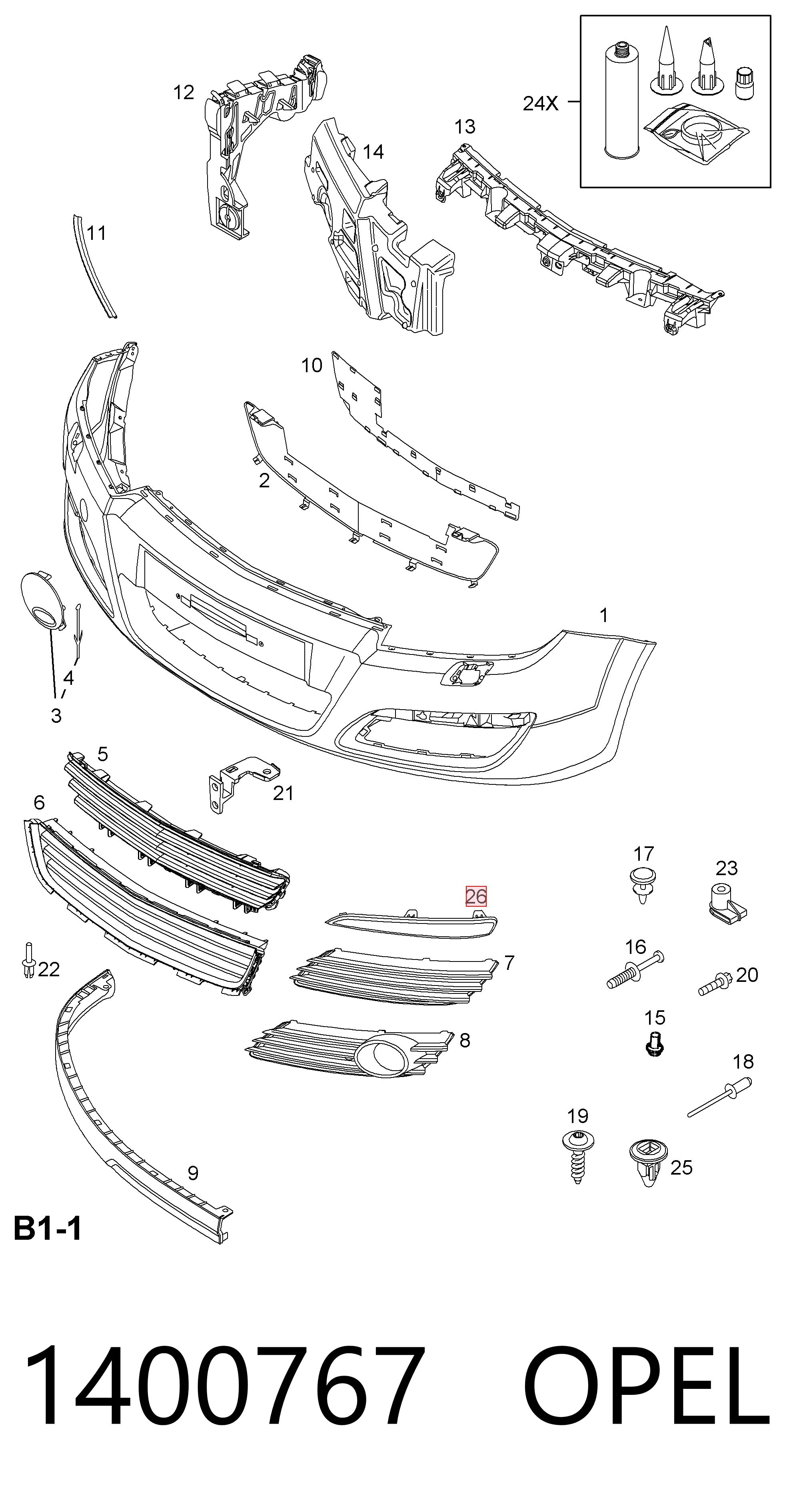 Молдинг переднього бампера, лівий 1400767 General Motors